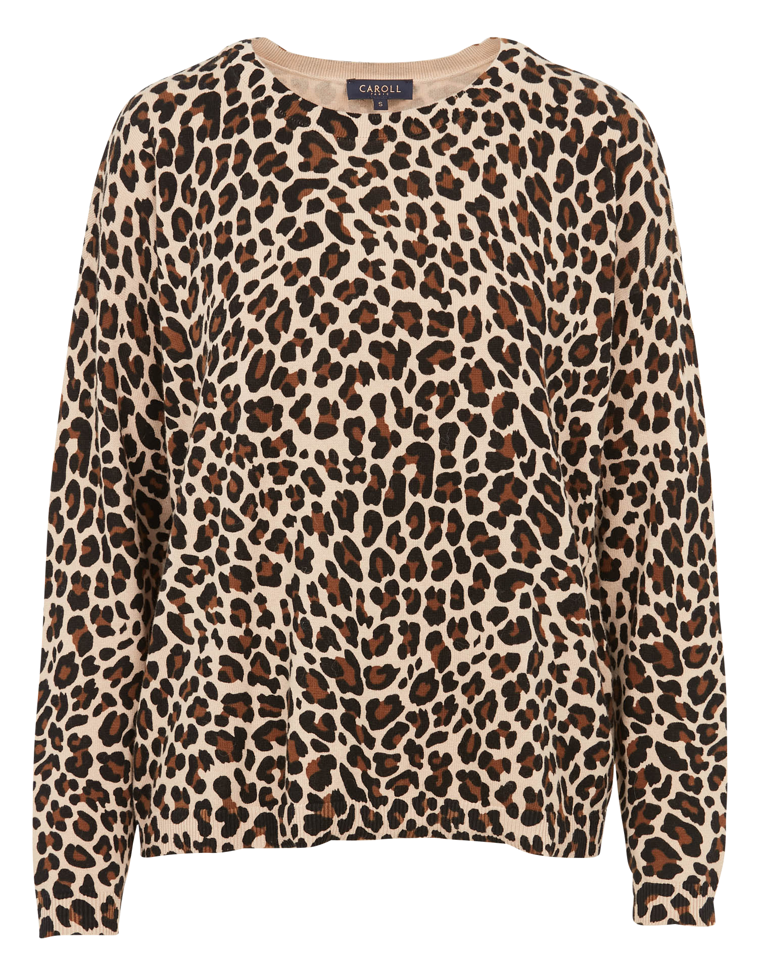 Pull à motif léopard CAROLL Marron