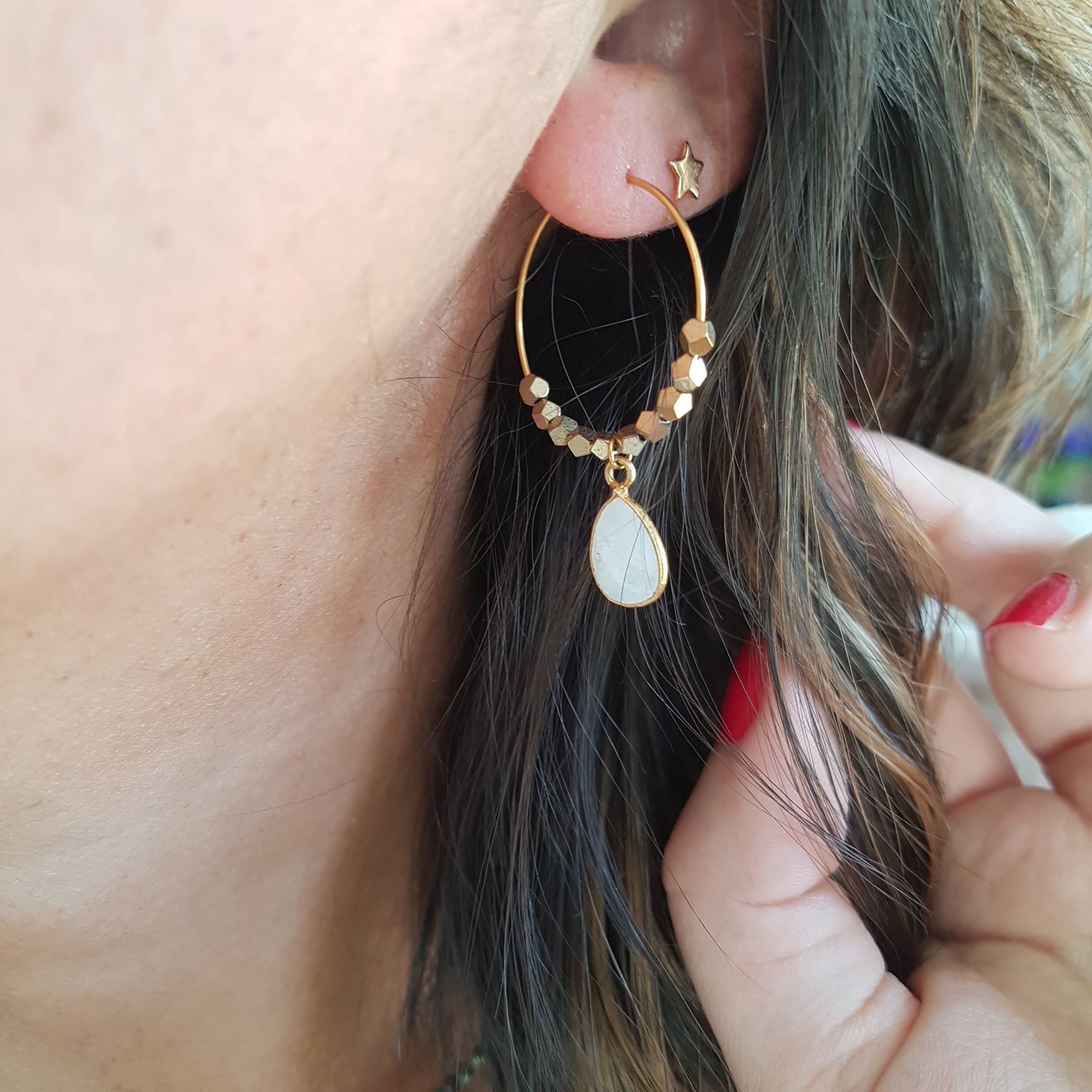 Moonstone earrings GINANDGER Blue