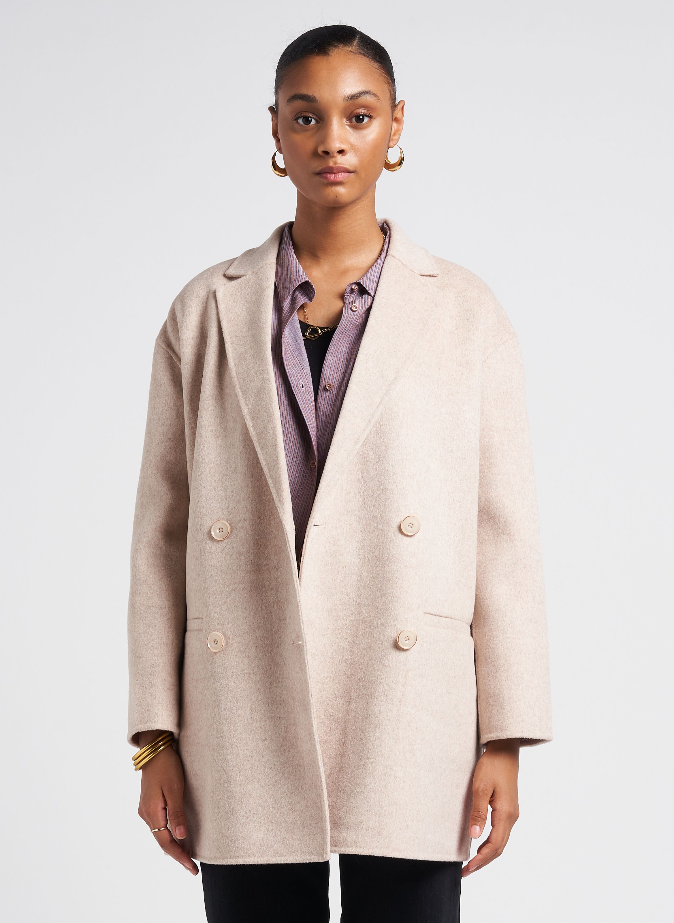 Manteau mi clearance long beige femme