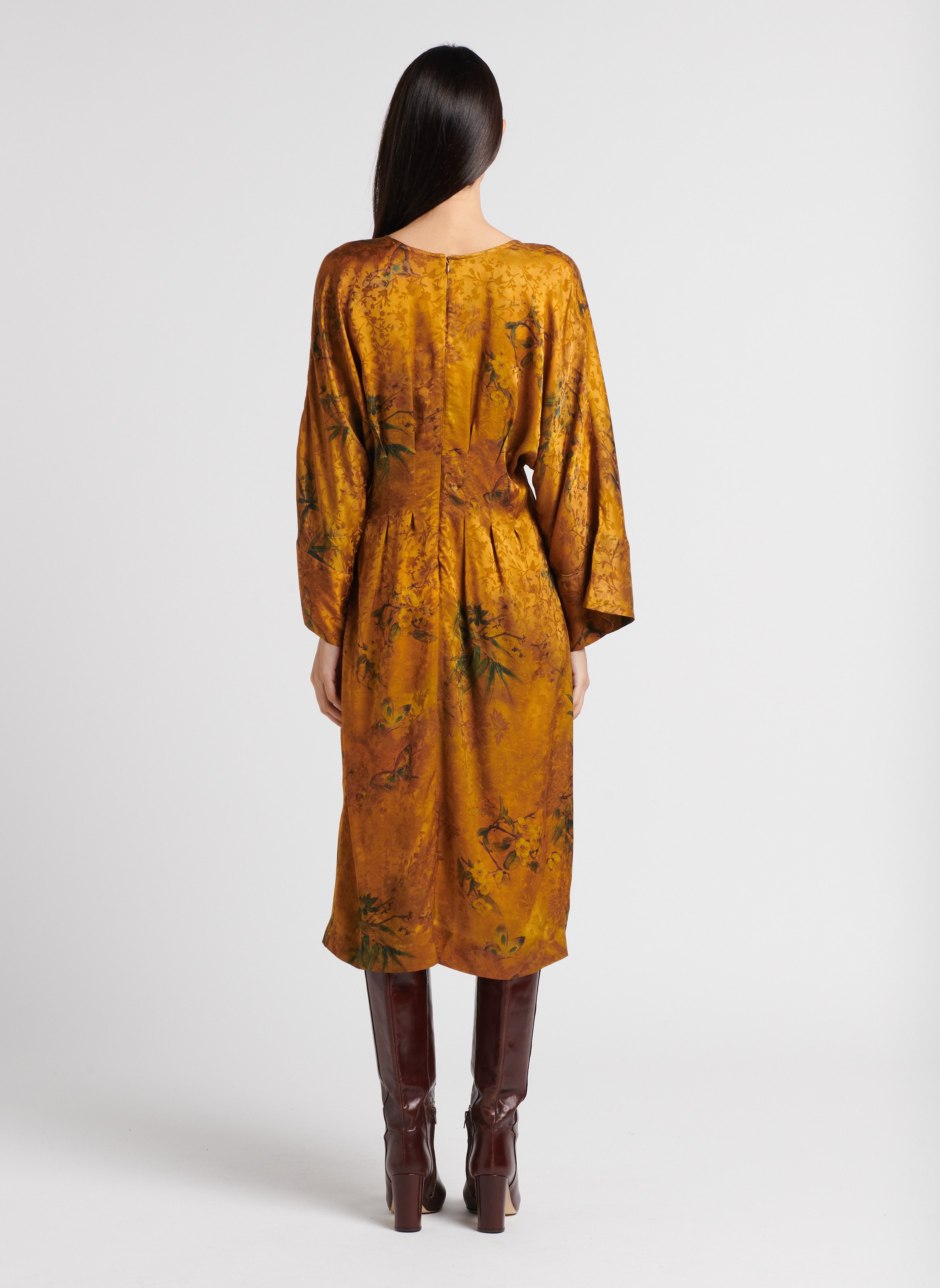 Midi dress with long sleeves printed MOMONI Yellow