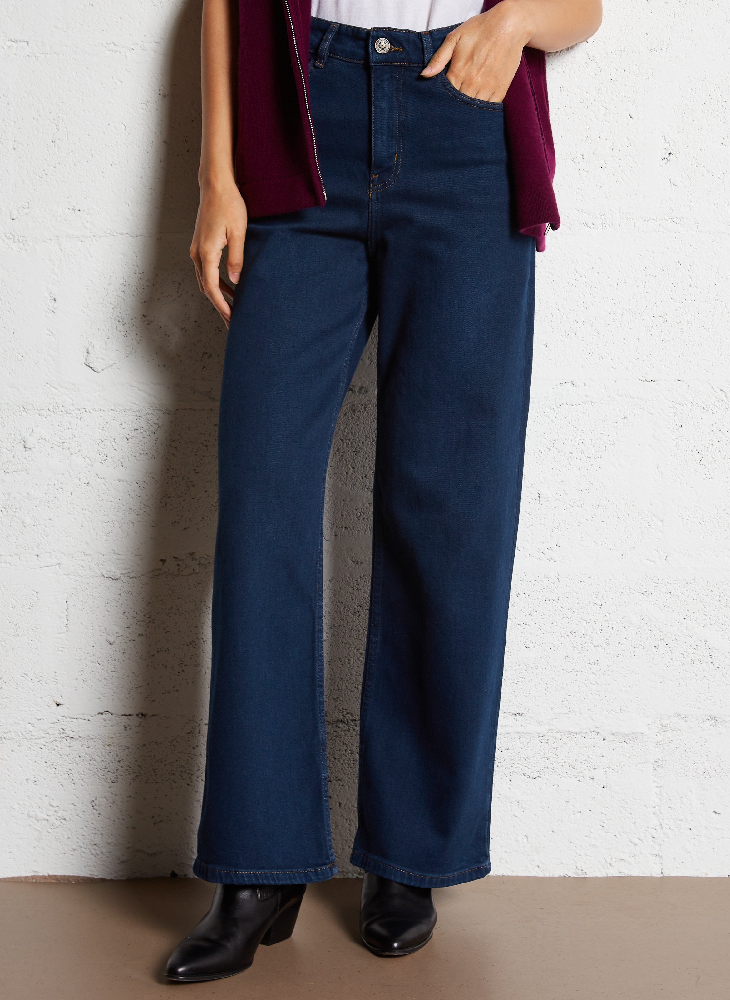 High-rise cotton-blend bootcut jeans SUD EXPRESS Blue