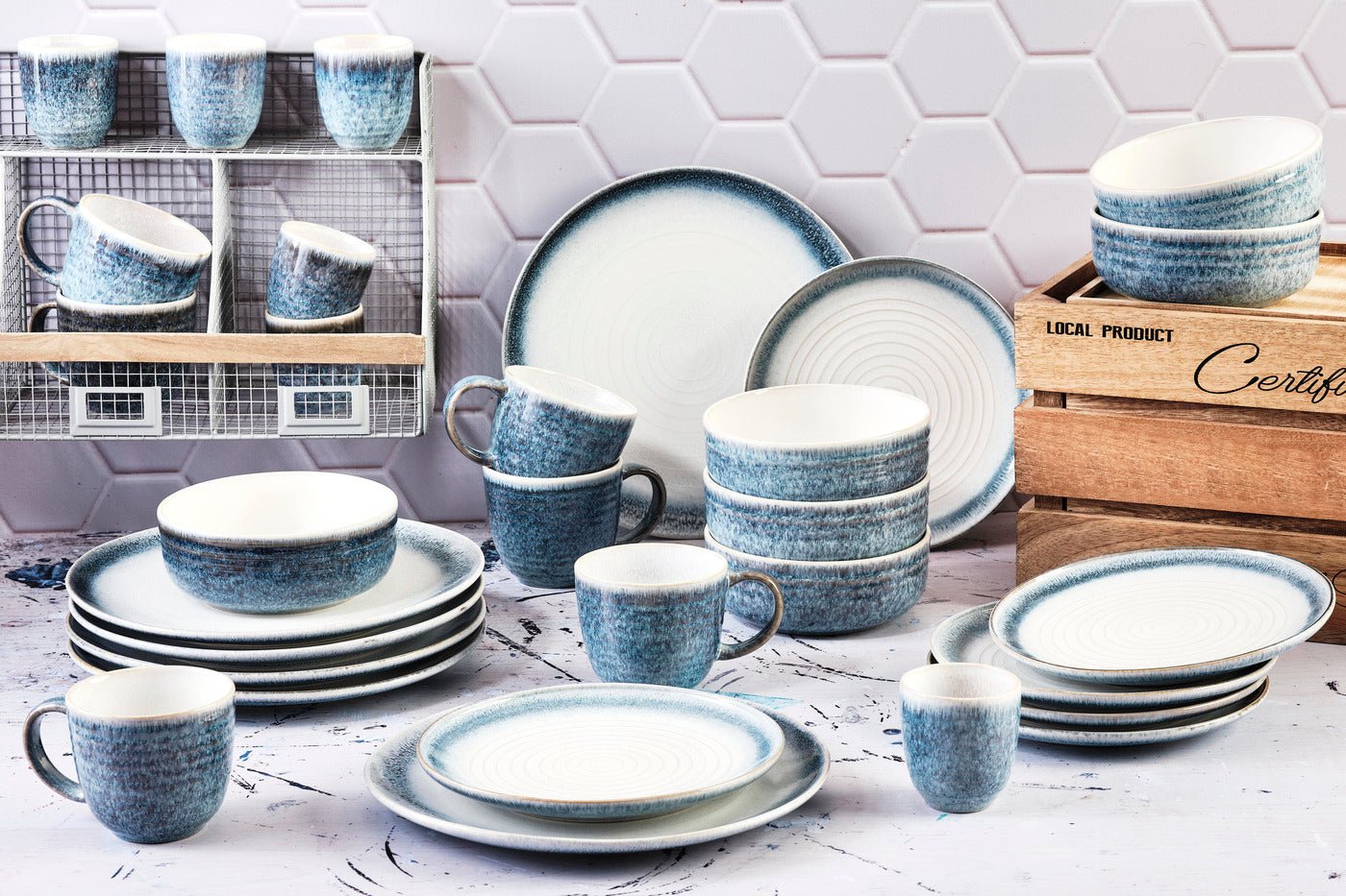 Complete cosmos set - 30 pieces - cream BJORN Blue