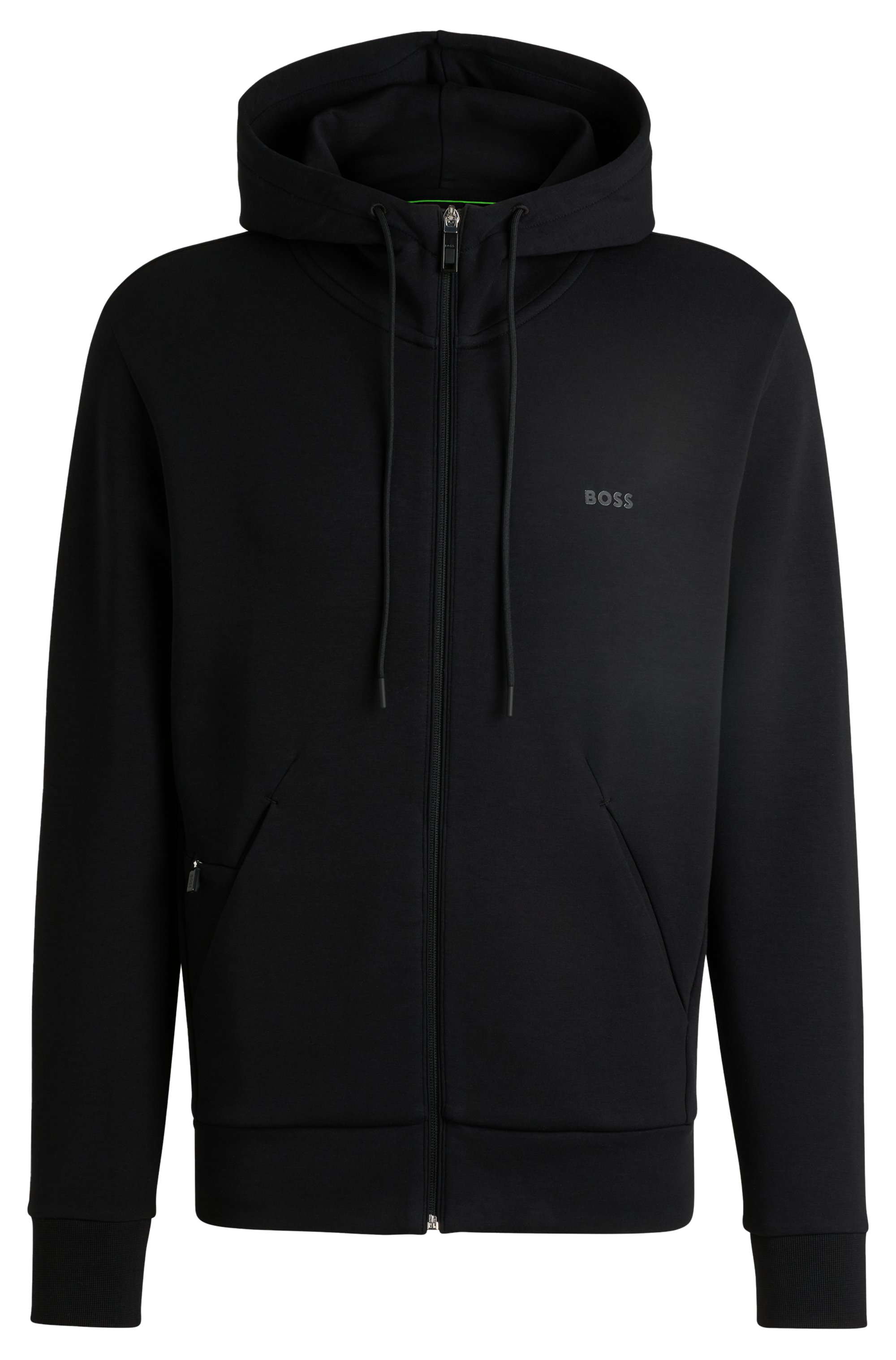 Cotton hooded sweatshirt with zip Black