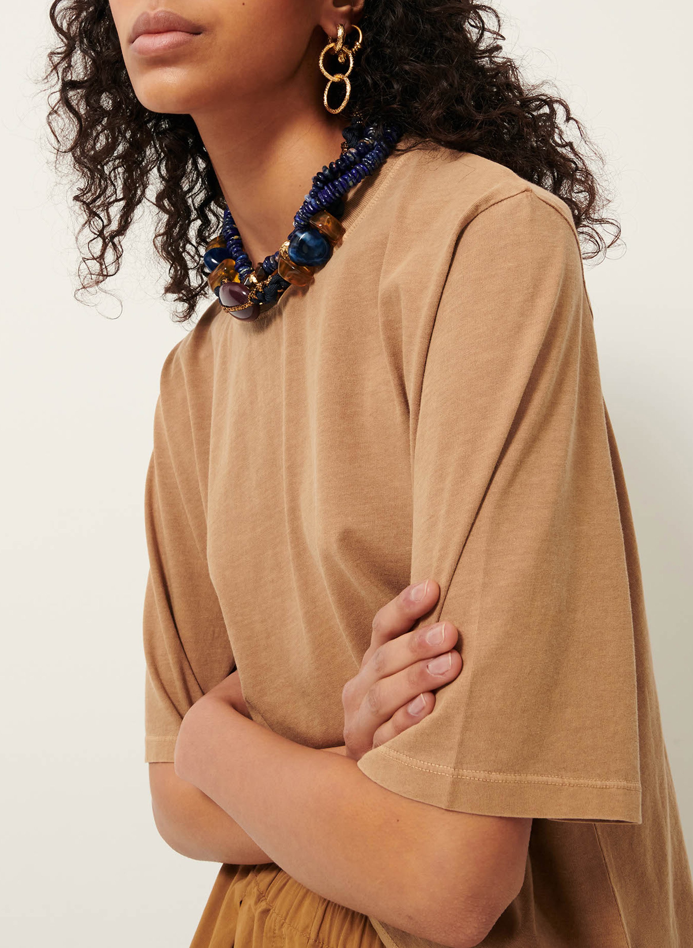 Oversized cotton T-shirt SESSUN Beige
