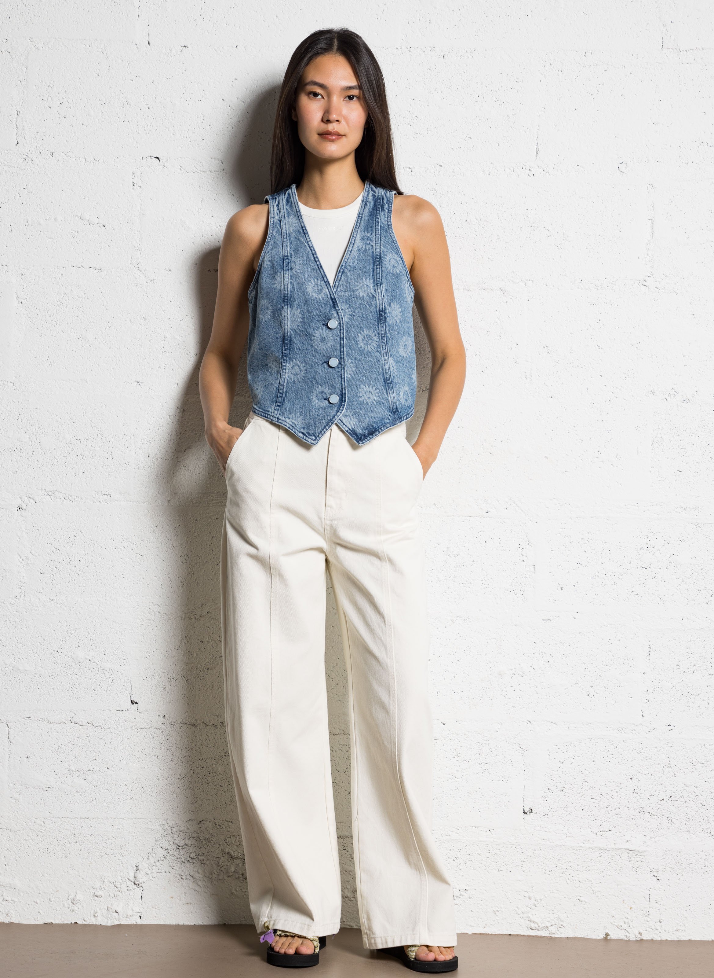 Cotton denim vest FABIENNE CHAPOT Blue