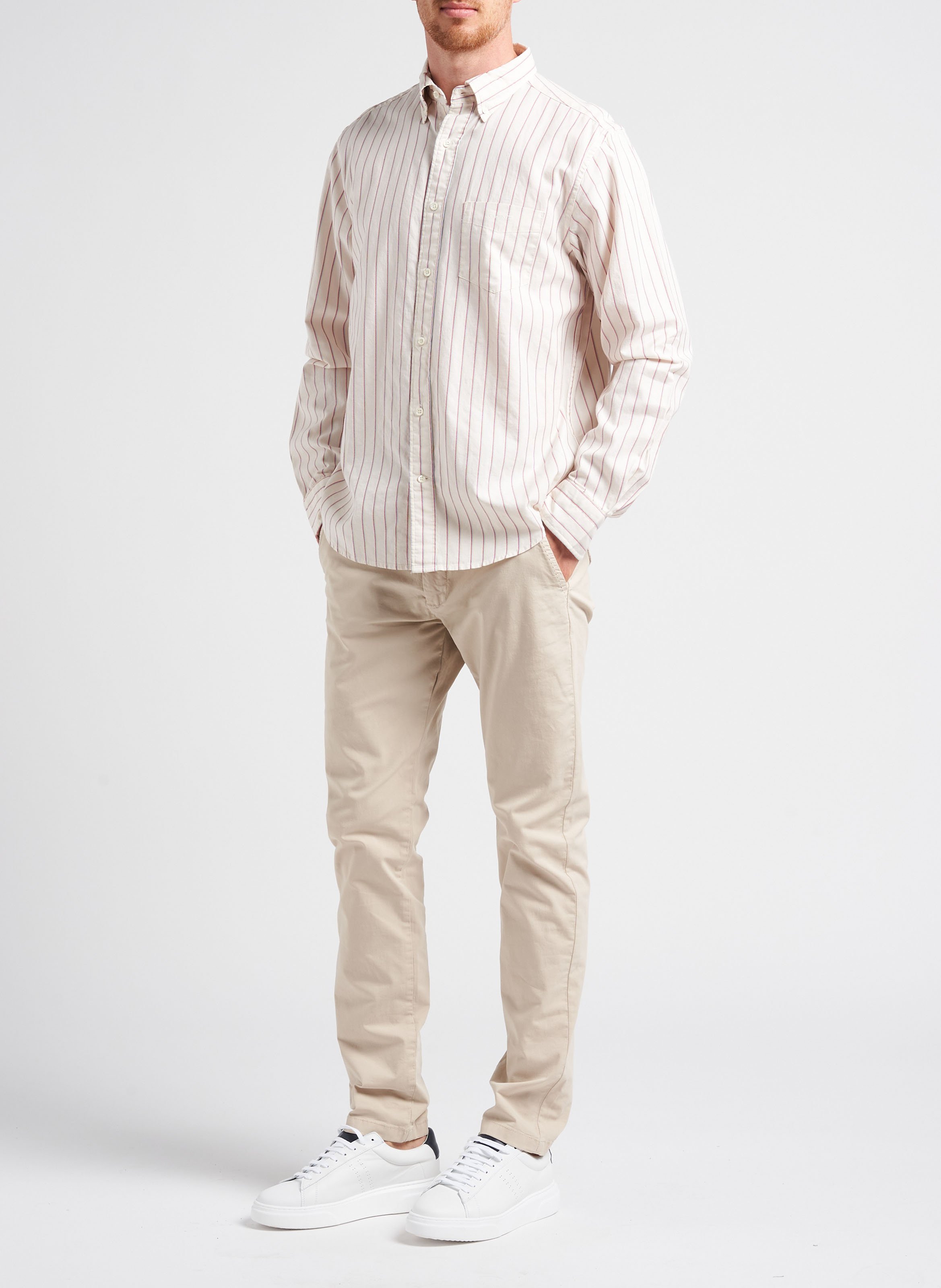 Gestreiftes Baumwollhemd mit Button-down-Kragen, Regular Fit GANT Beige