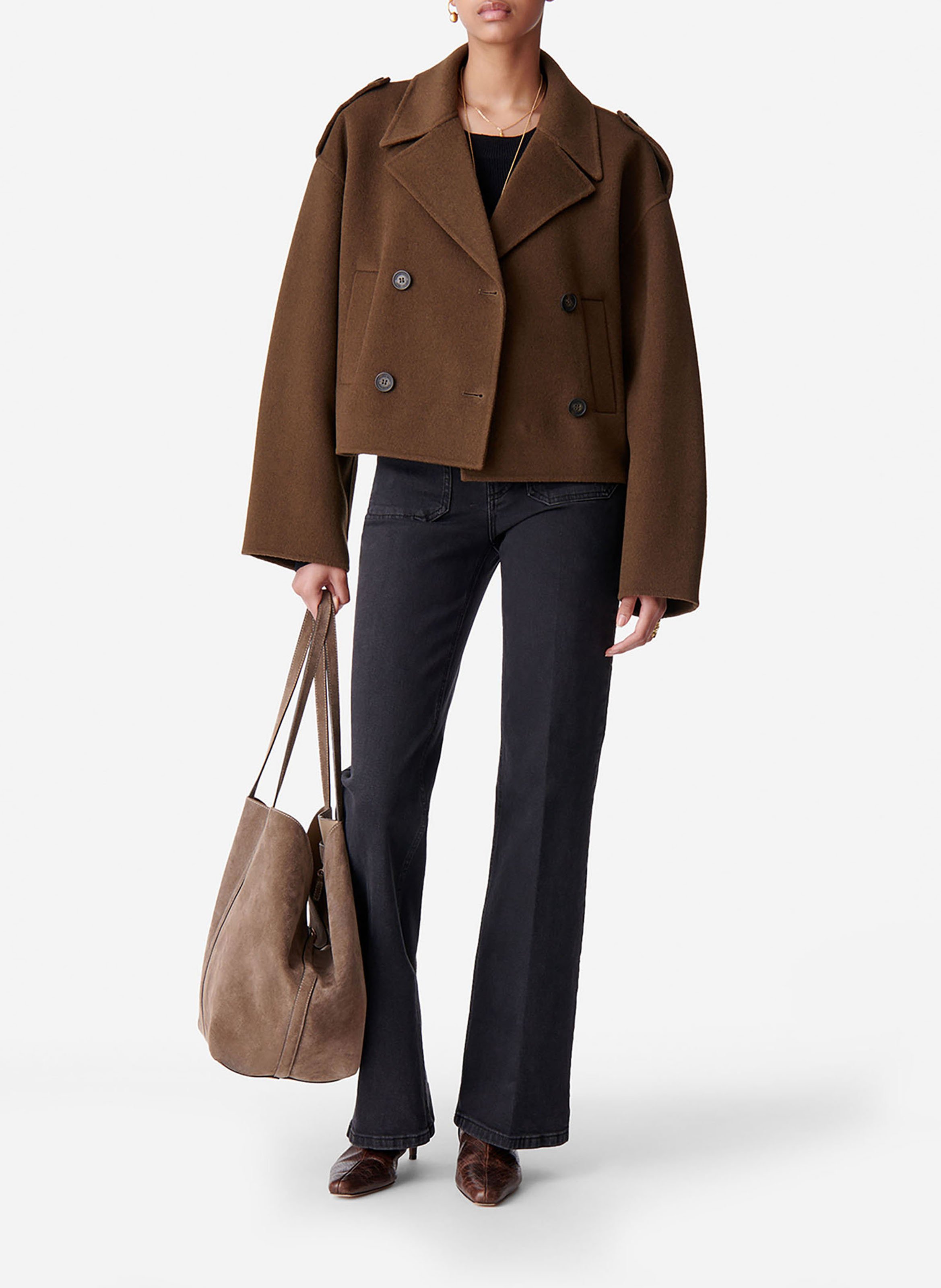 Manteau court en laine mélangée VANESSA BRUNO Vert