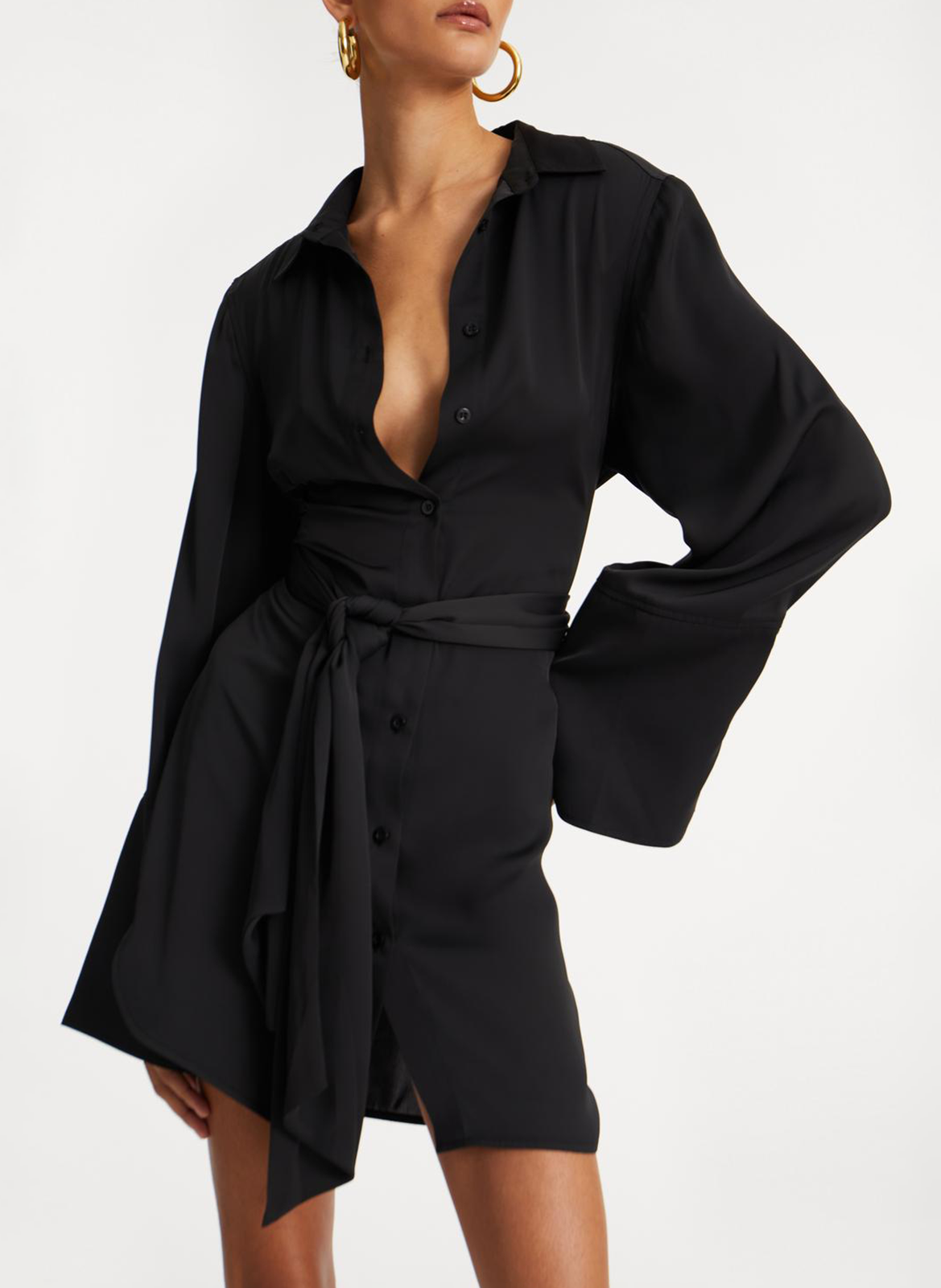 Robe courte col classique ROTATE Black