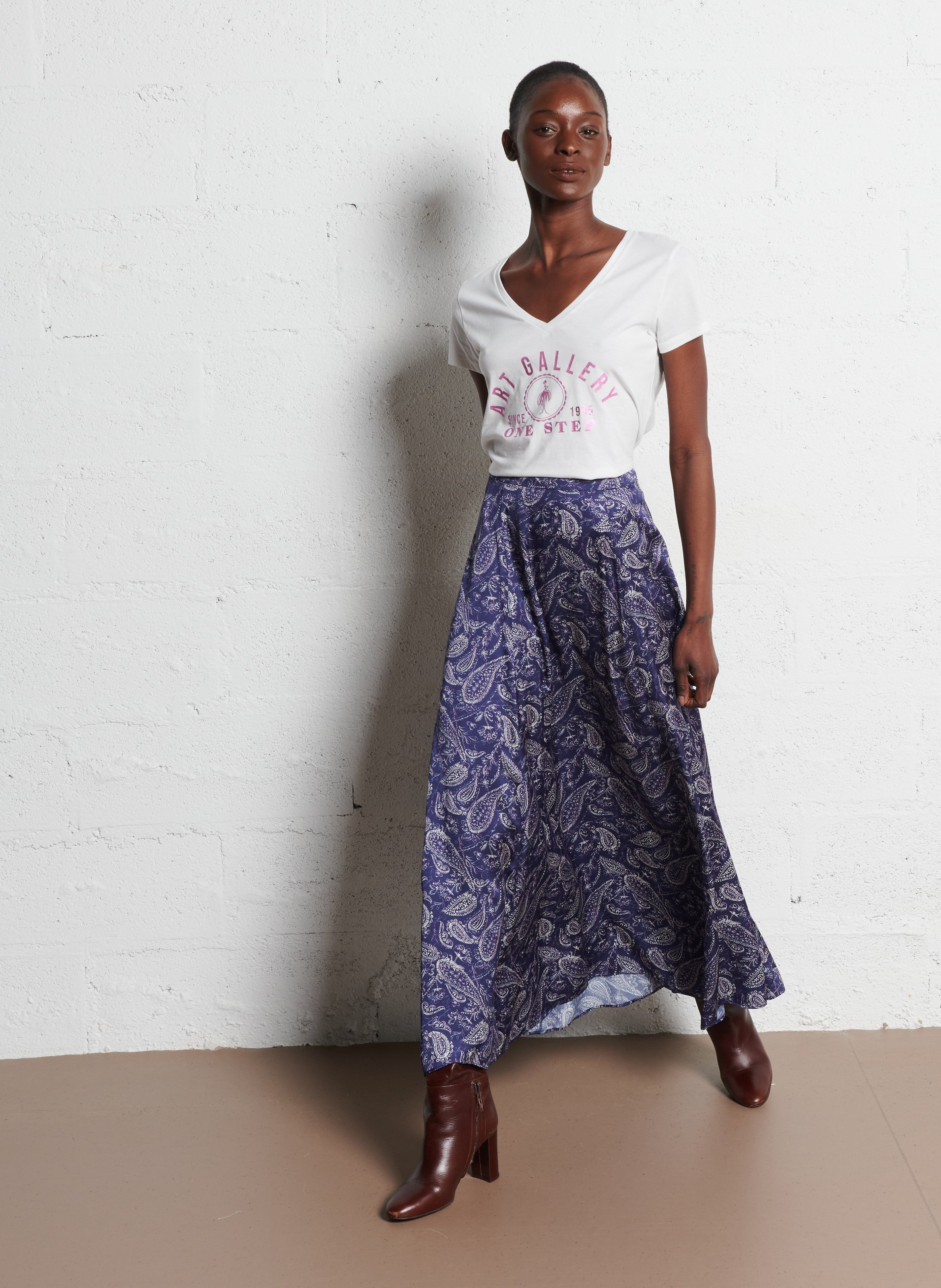 Jupe longue évasée ONE STEP Bleu