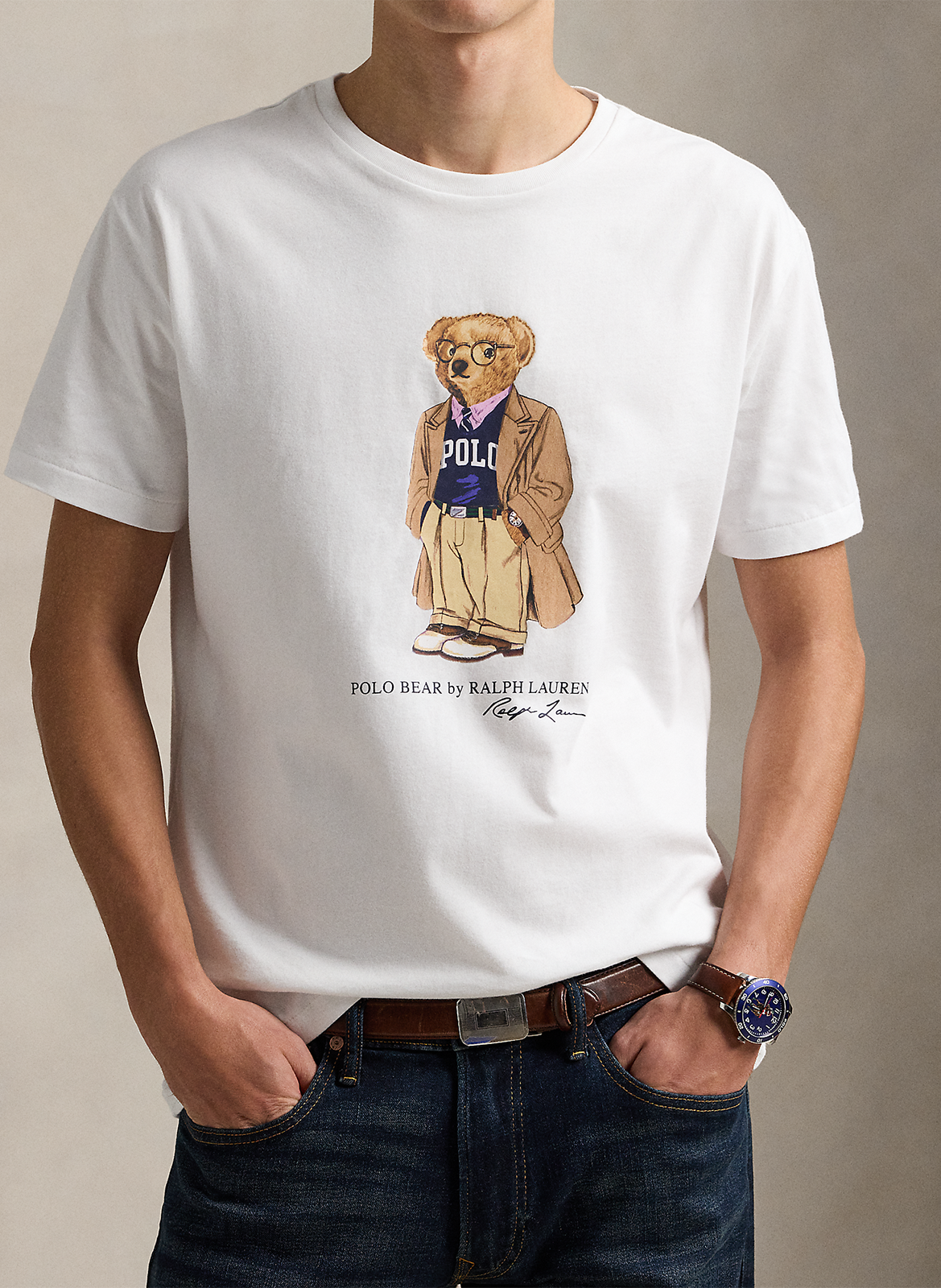 Tee-shirt col rond en coton POLO RALPH LAUREN Blanc