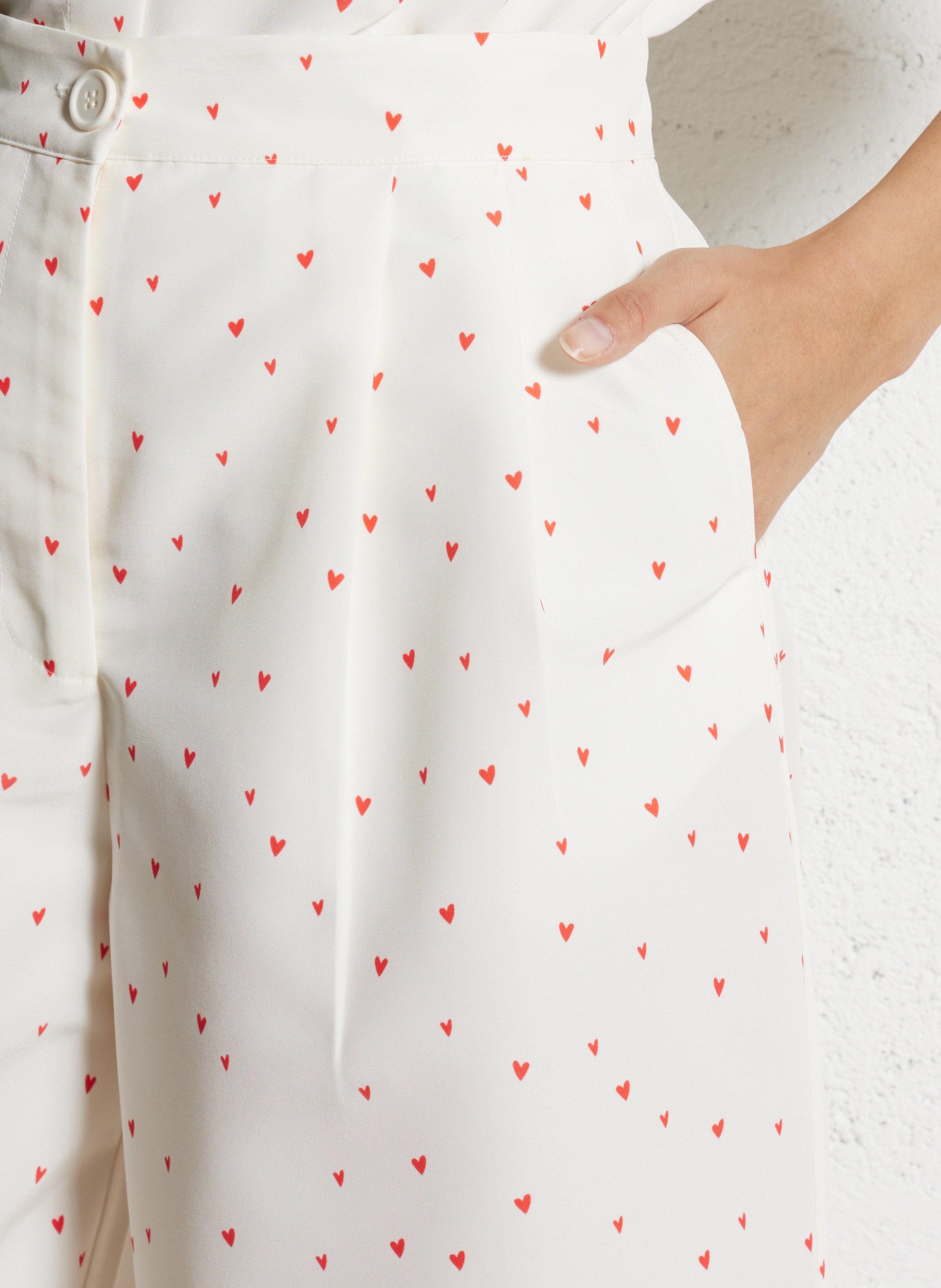 Short long large with heart print STELLA NOVA White