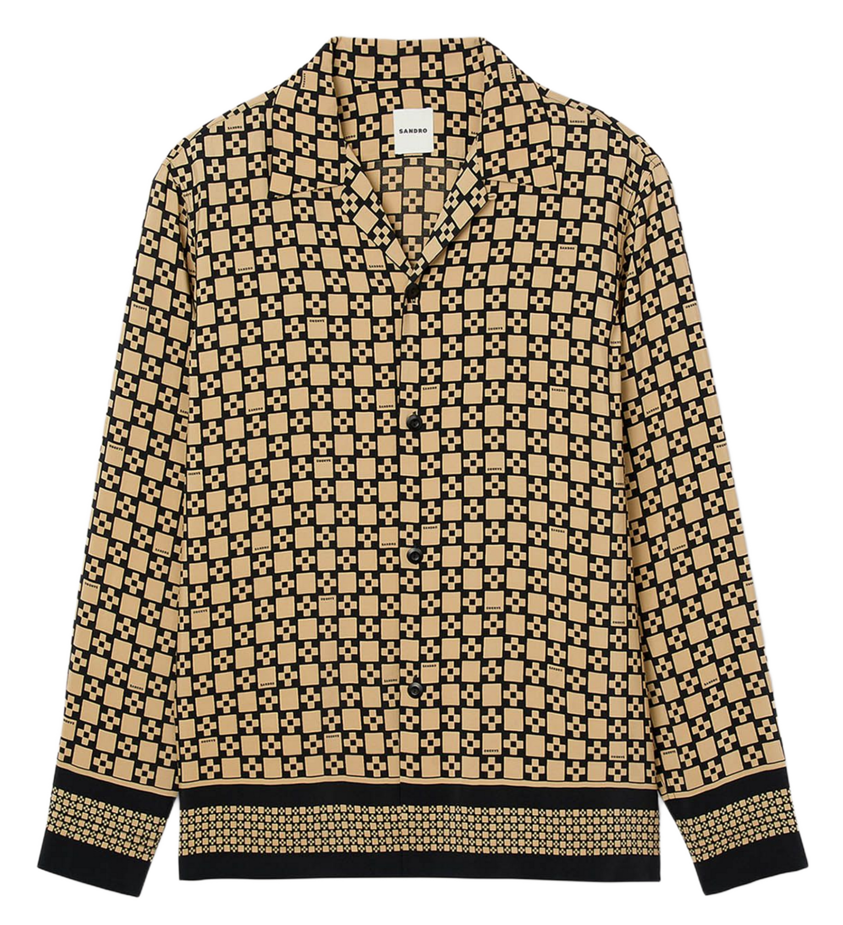 Chemise droite col cubain  SANDRO Beige