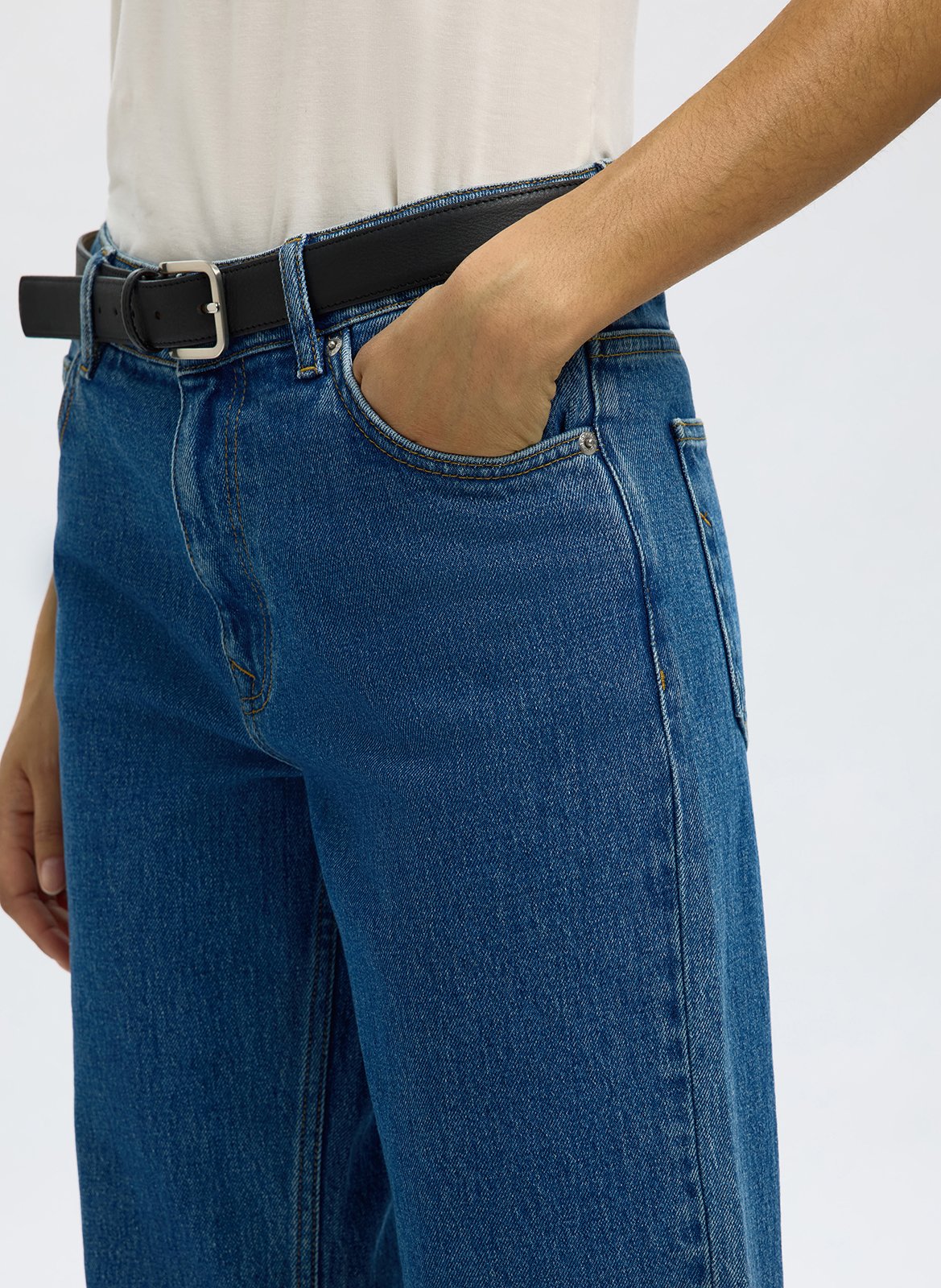 Jean droit en coton bio mélangé SELECTED Bleu