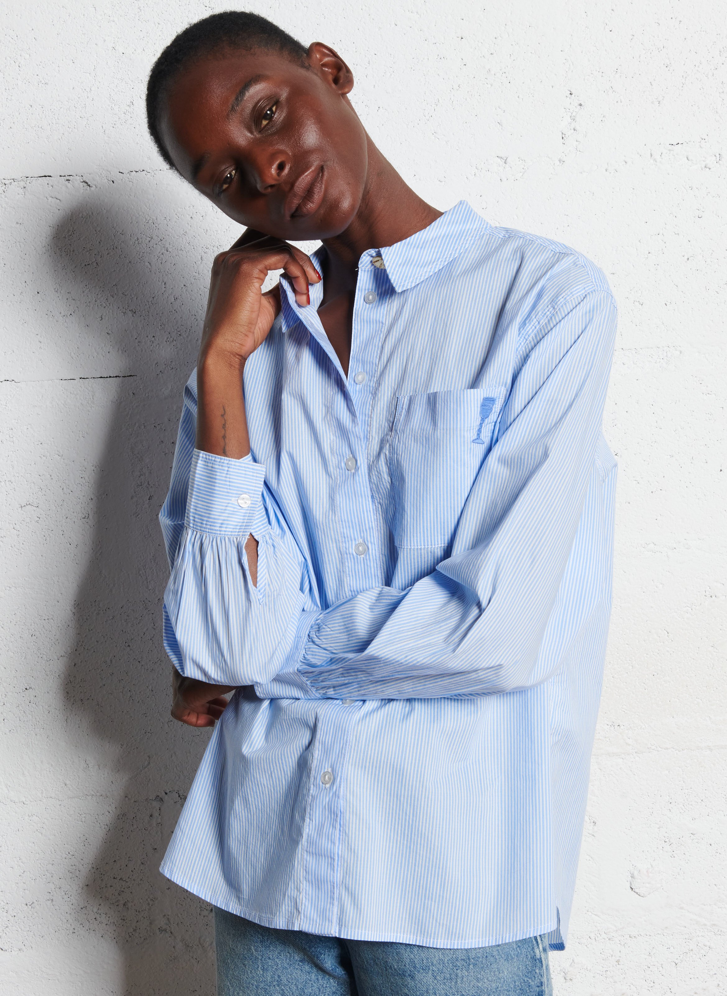 Chemise droite à rayures en coton bio FABIENNE CHAPOT