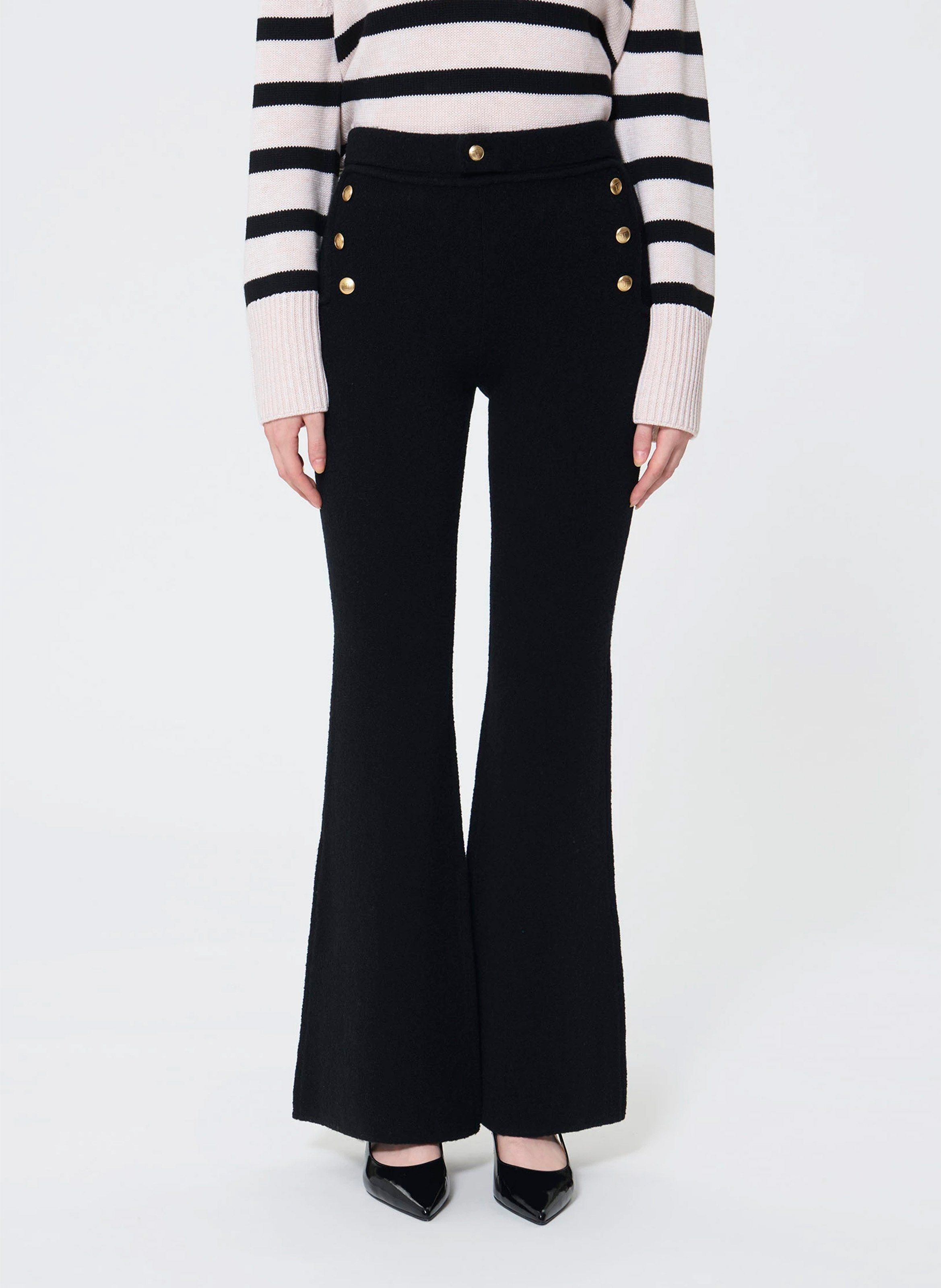 Pantalon flare en laine mélangée TARA JARMON Noir