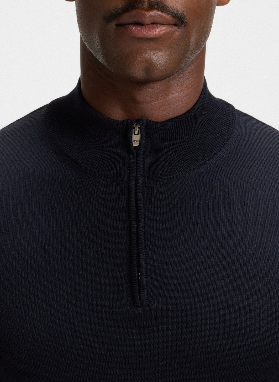 Zip-up high-neck wool sweater BOSS Blue