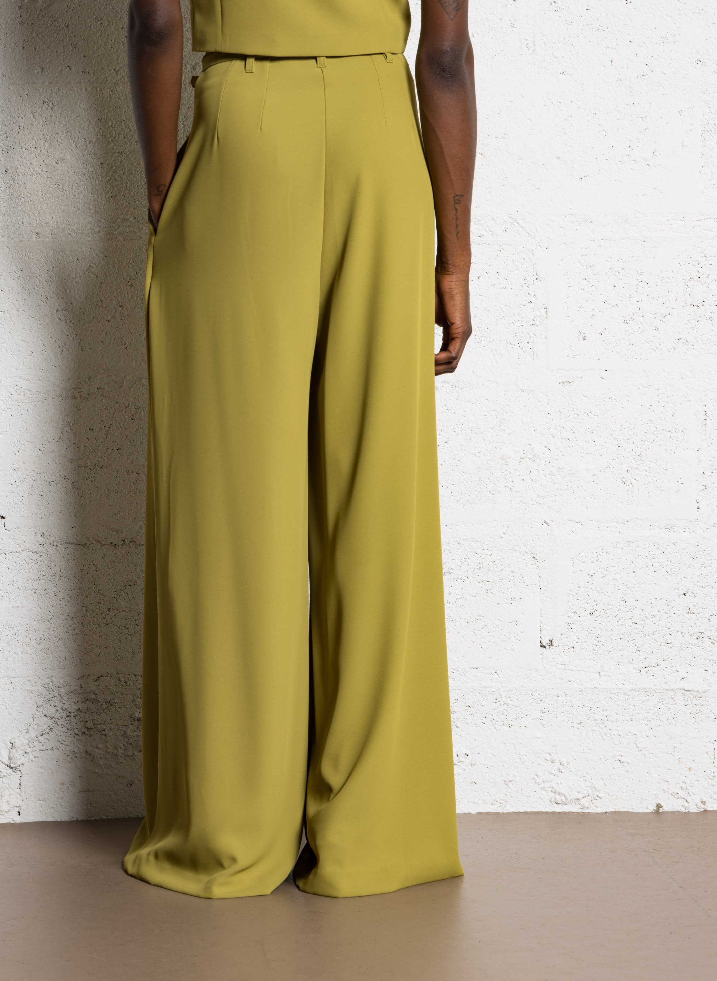 Bandplooibroek met hoge taille IMPERIAL Geel