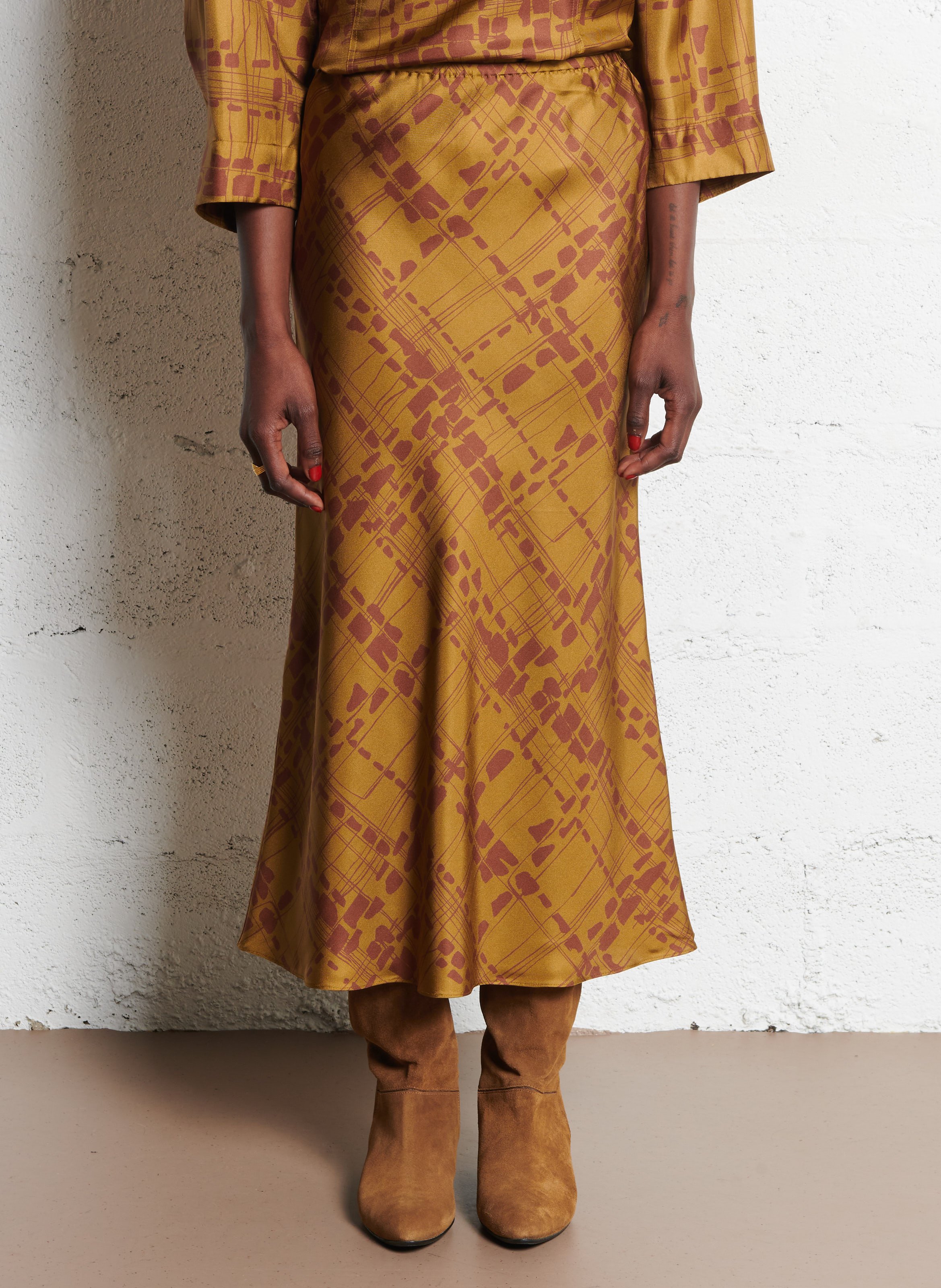 Halflange gerende rok van zijde SOEUR Veelkleurig