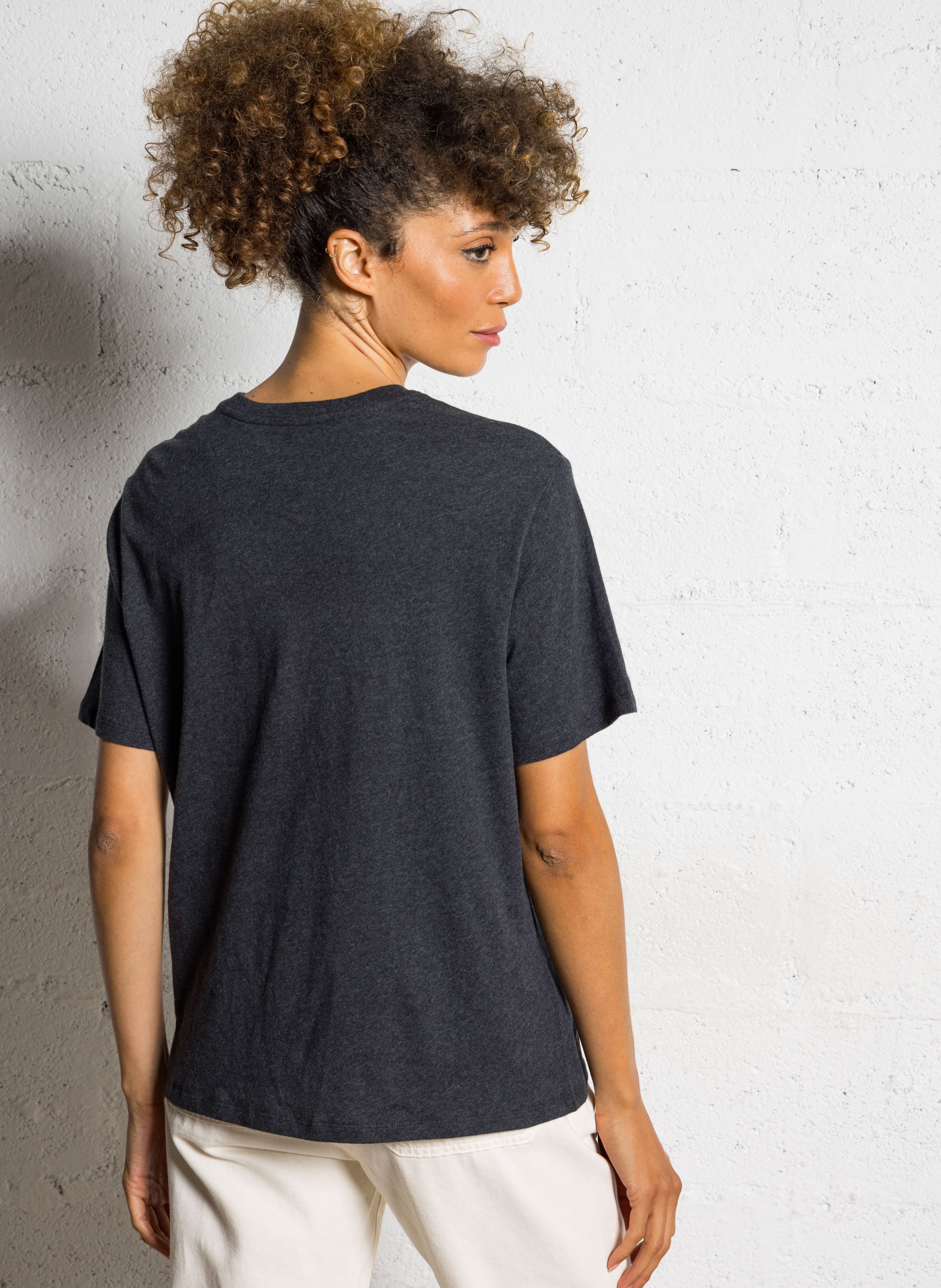 Tee-shirt col rond en coton bio MAJESTIC FILATURES Noir