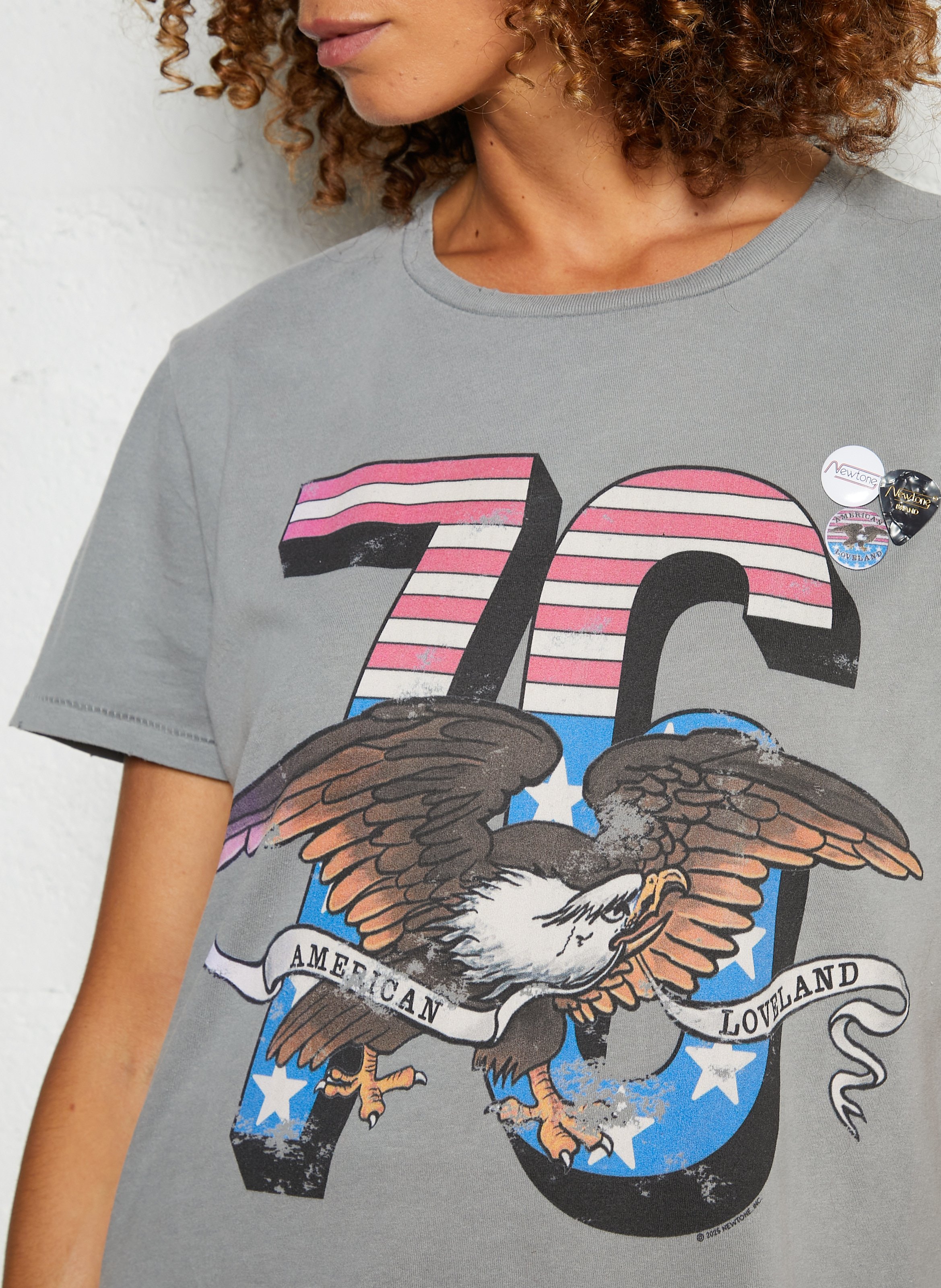 Tee-shirt col rond sérigraphié en coton NEWTONE Gris