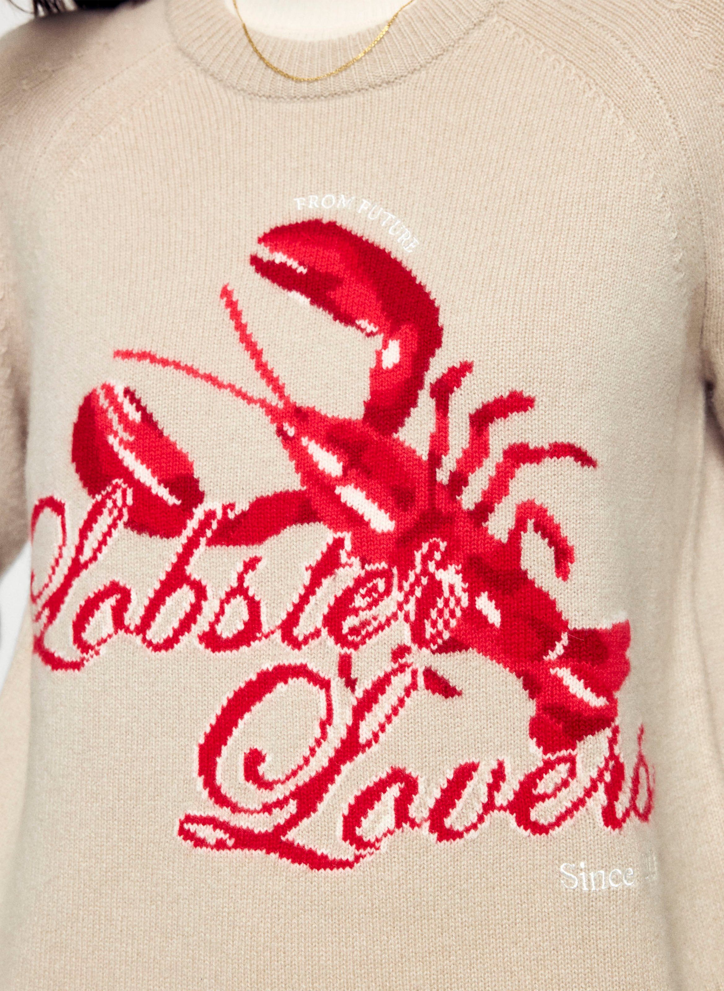 Straight fit cashmere patterned sweater FROM FUTURE Beige