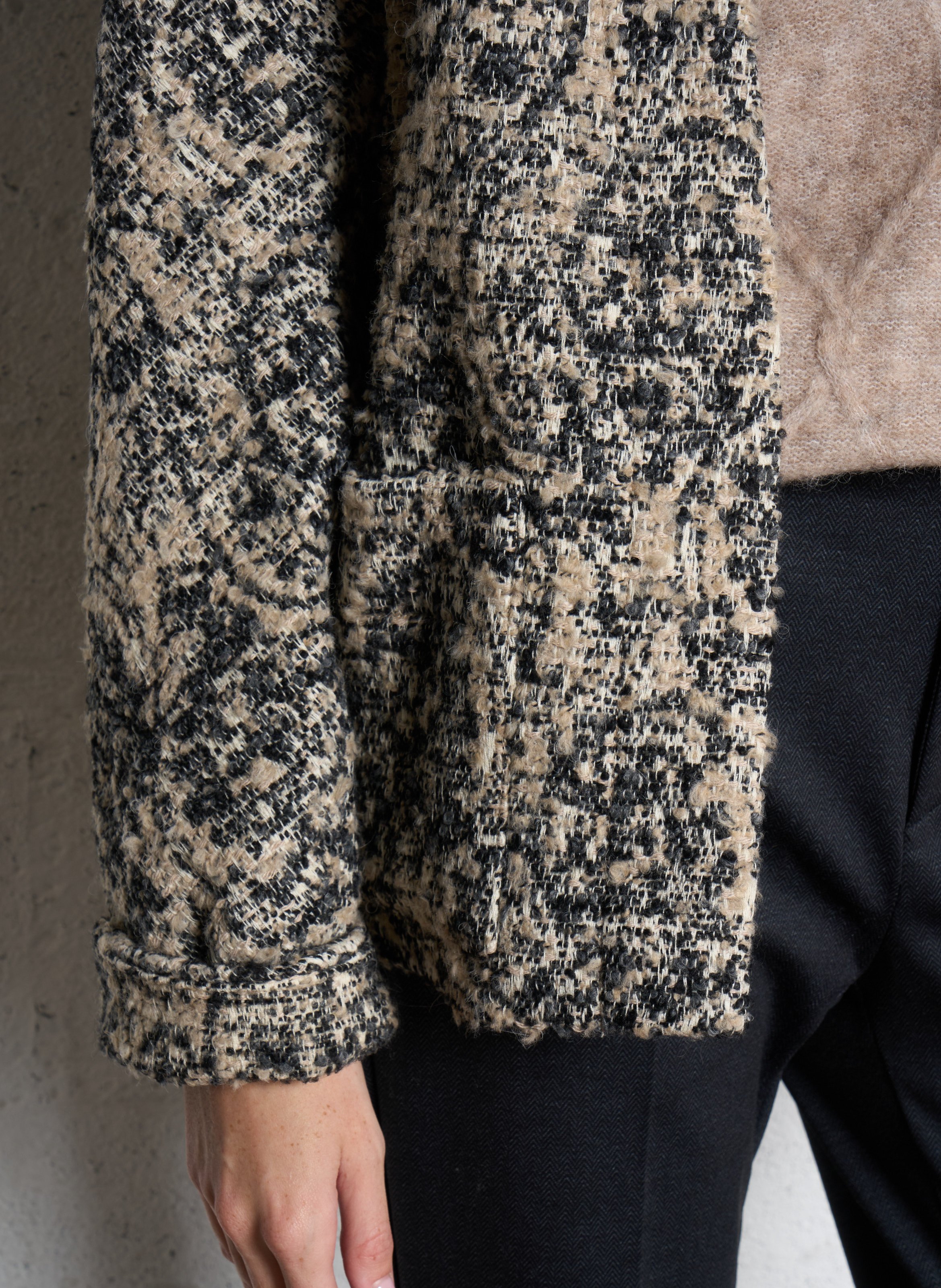 Veste droite à enfiler en tweed MAISON 123 Blanc