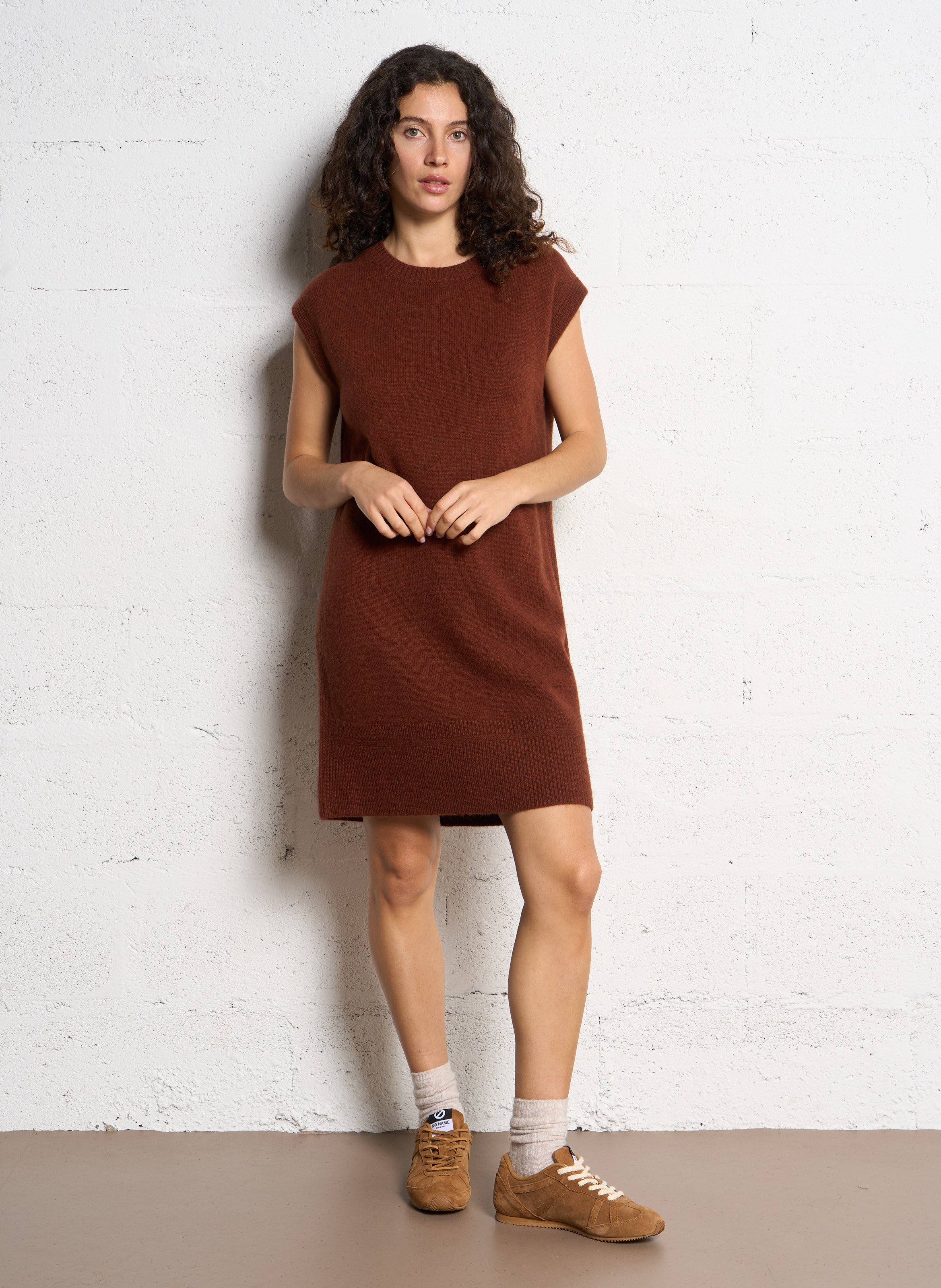 Short round-neck wool dress MAISON 123 Red