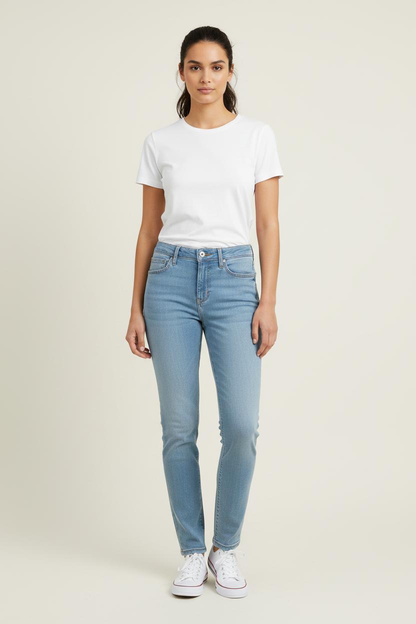 Cropped slim jeans with studs LEE - Seconde Main Blue
