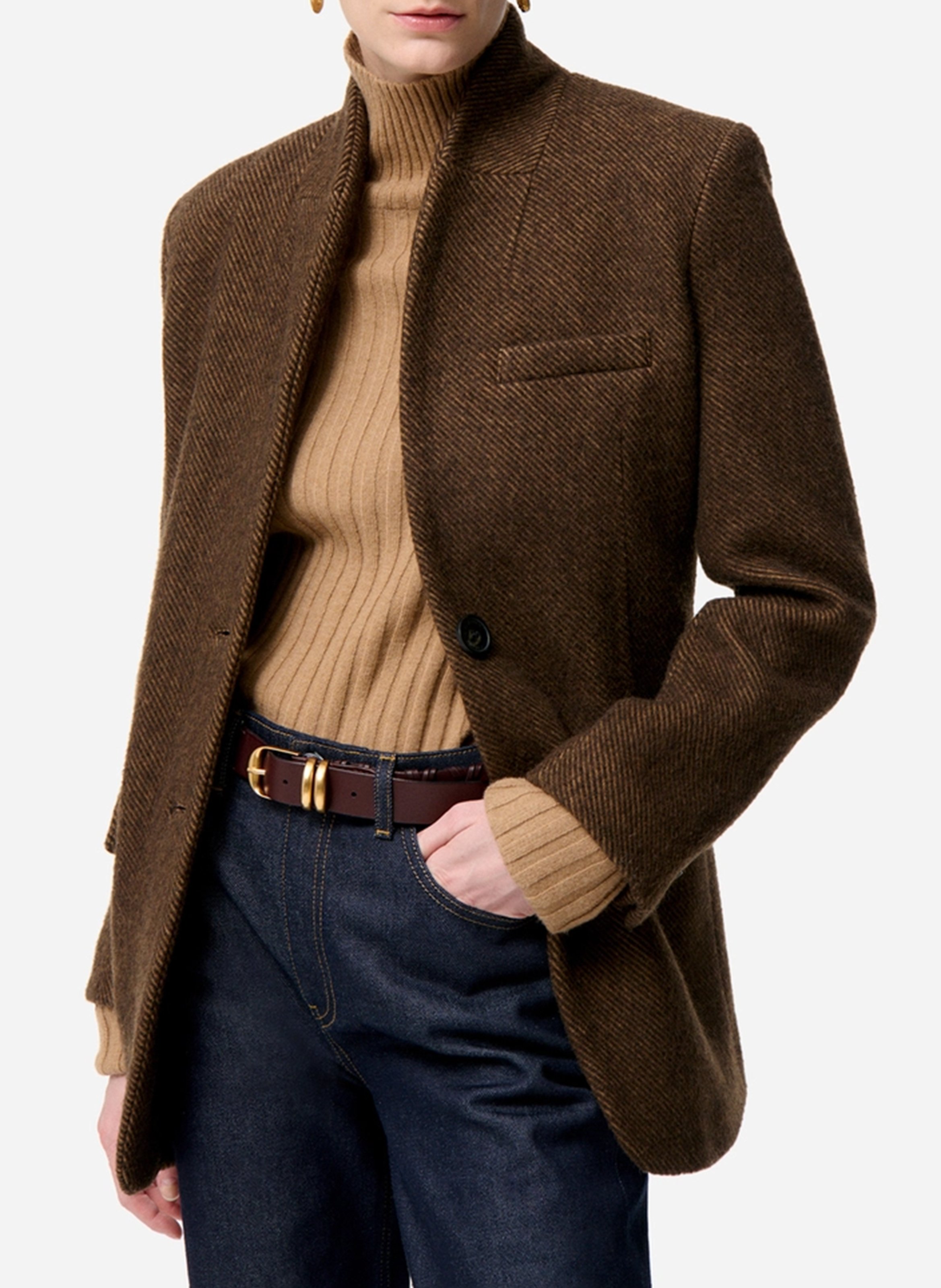 Straight wool mix jacket VANESSA BRUNO Brown