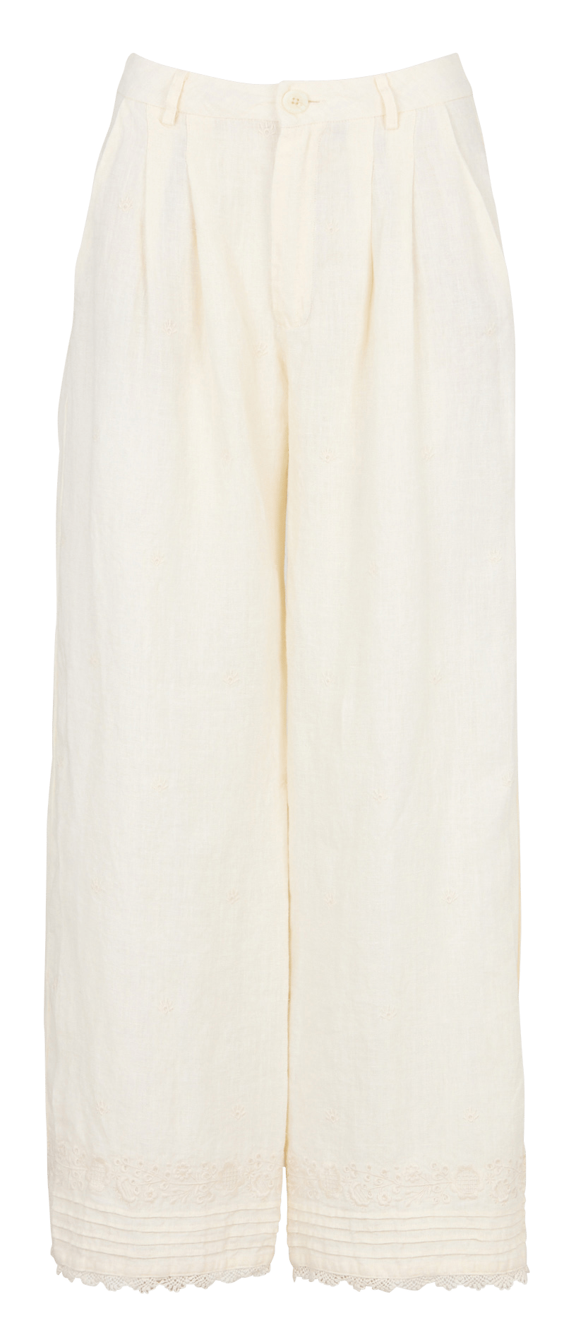 Weit geschnittene Hose mit Bügelfaltenstickerei MAISON HOTEL Beige