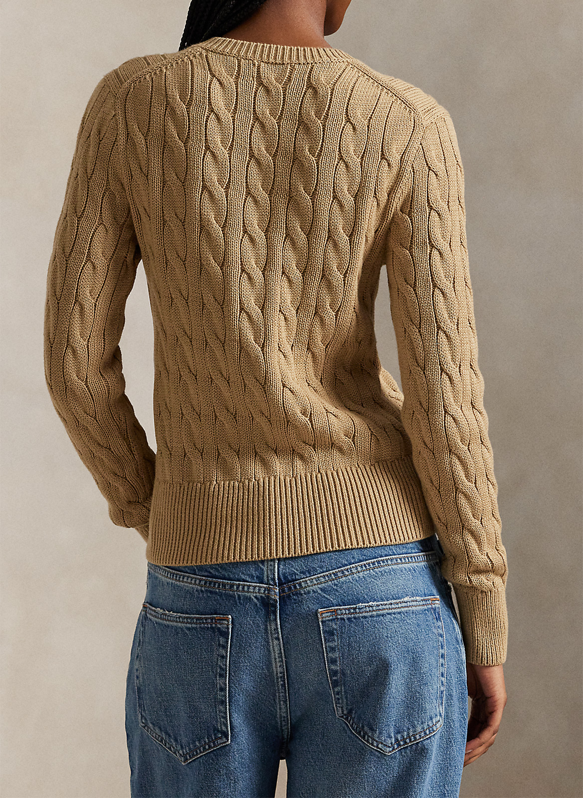 Cardigan droit col rond en coton POLO RALPH LAUREN Marron
