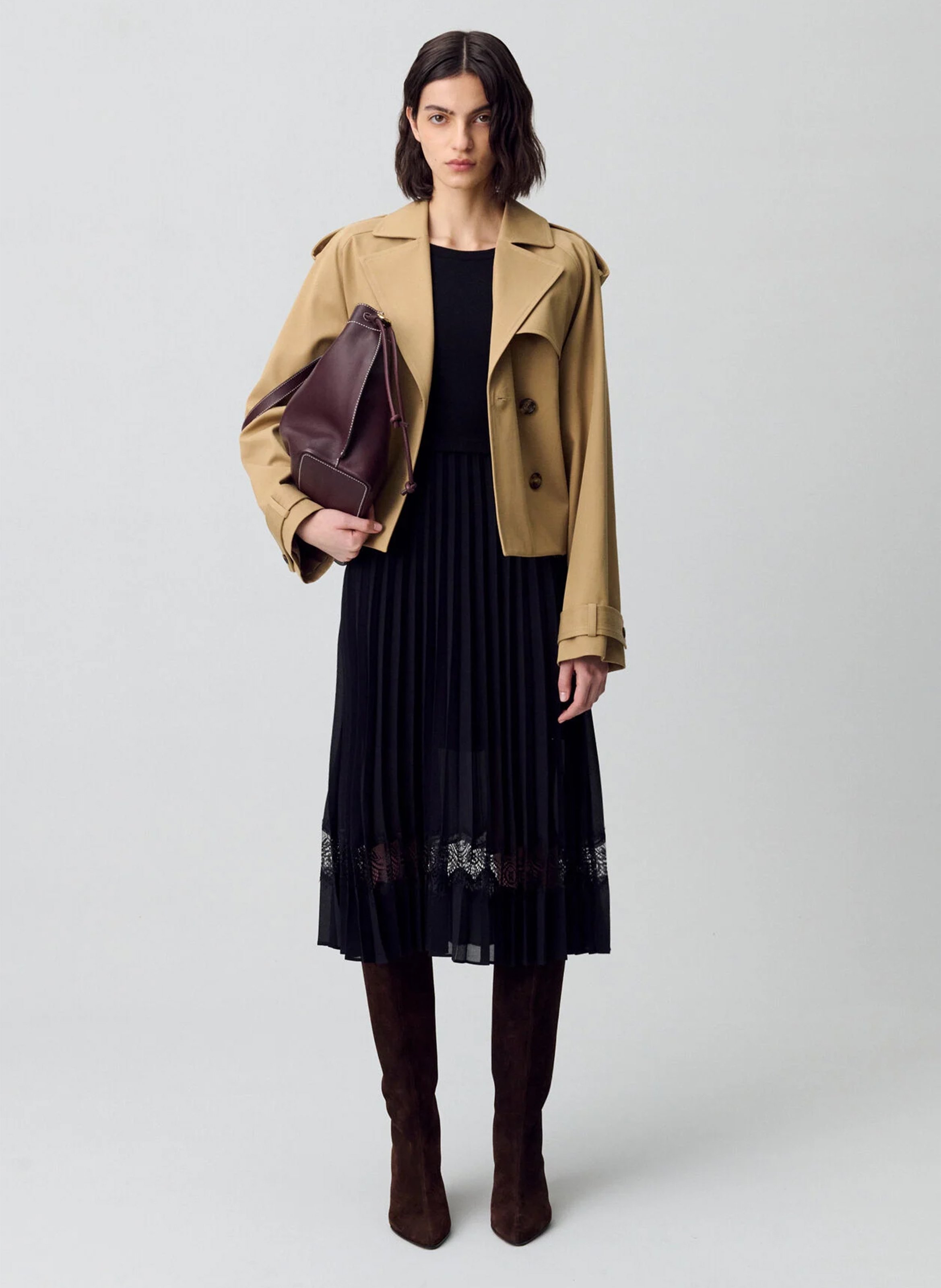 Dual-fabric midi dress CLAUDIE PIERLOT Black