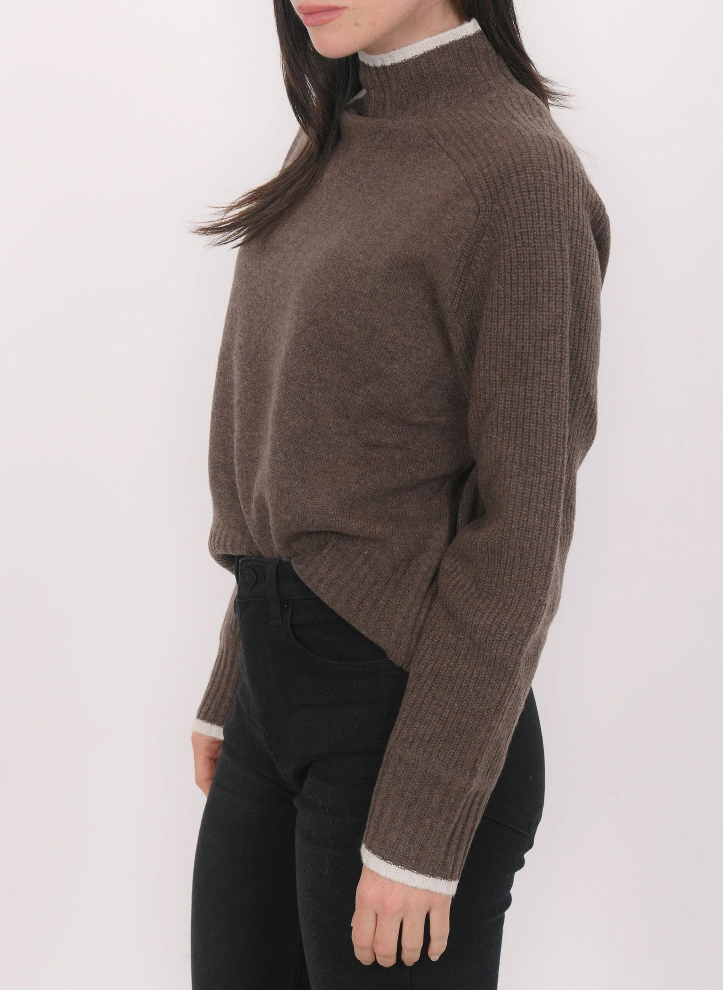 Pull oversize col montant en laine et cachemire KOOKAI Marron