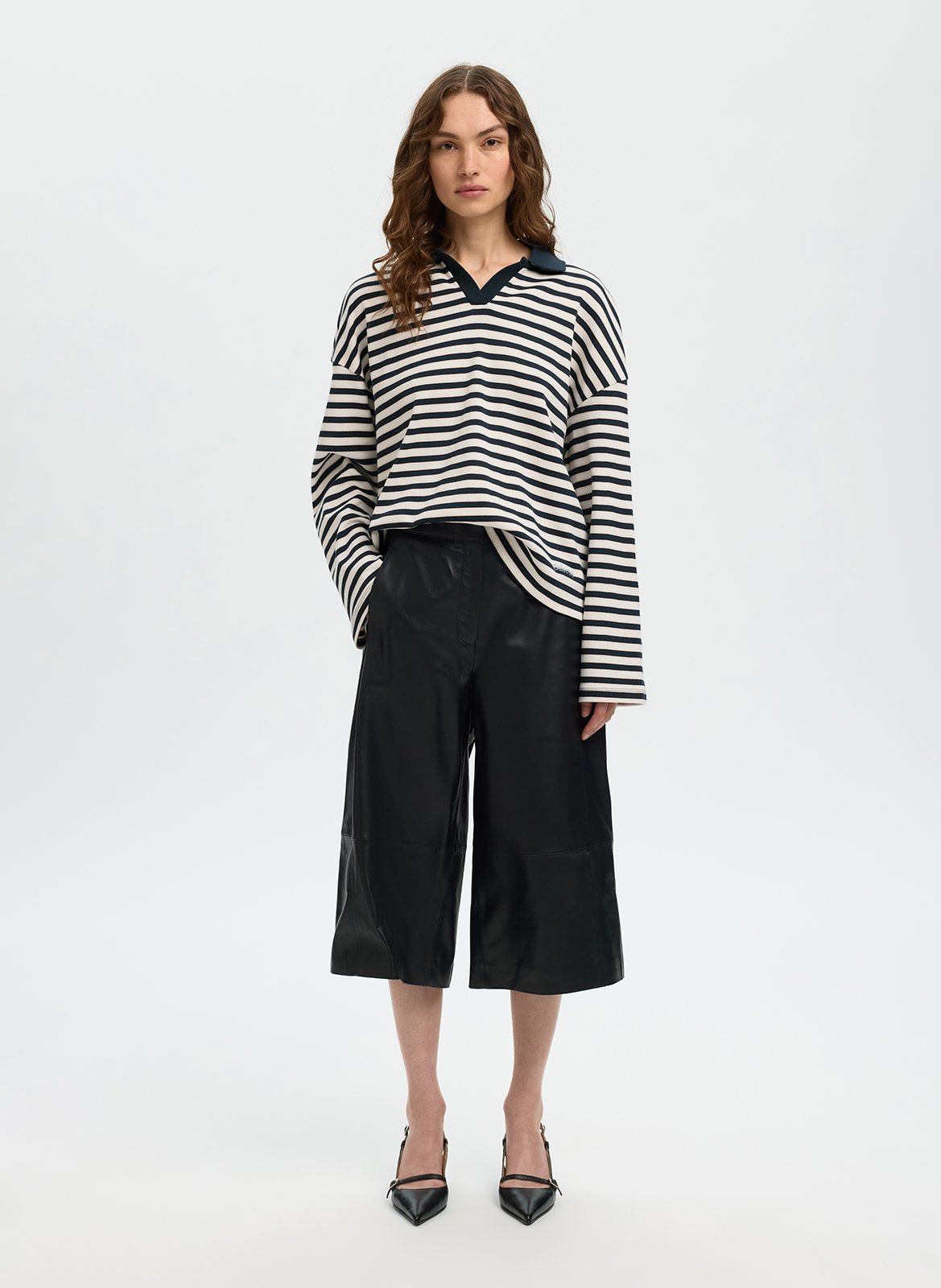 Bermudashorts aus Leder SELECTED Schwarz