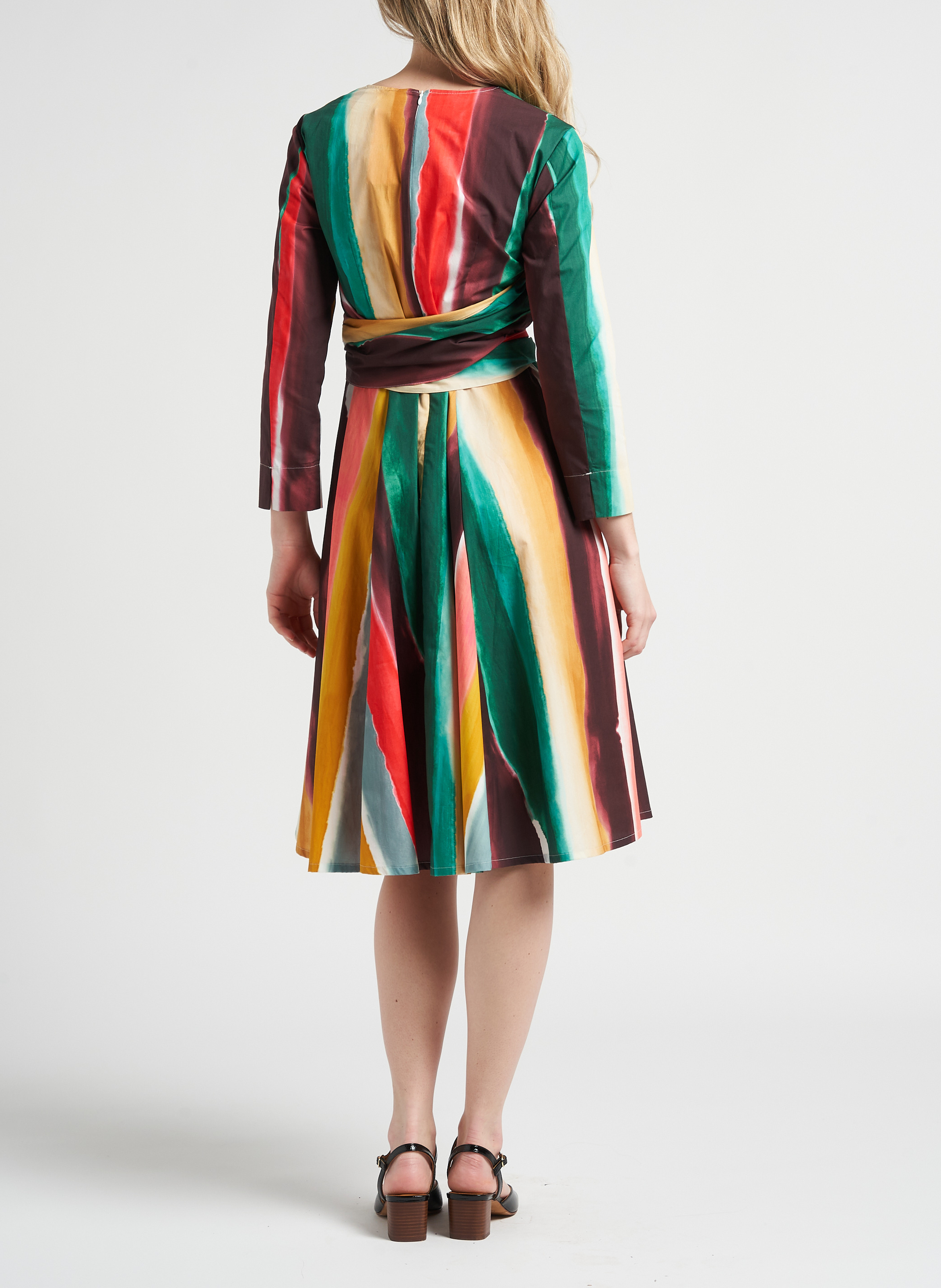 Halflange, getailleerde jurk van katoenpopeline met print MAX&Co. Veelkleurig