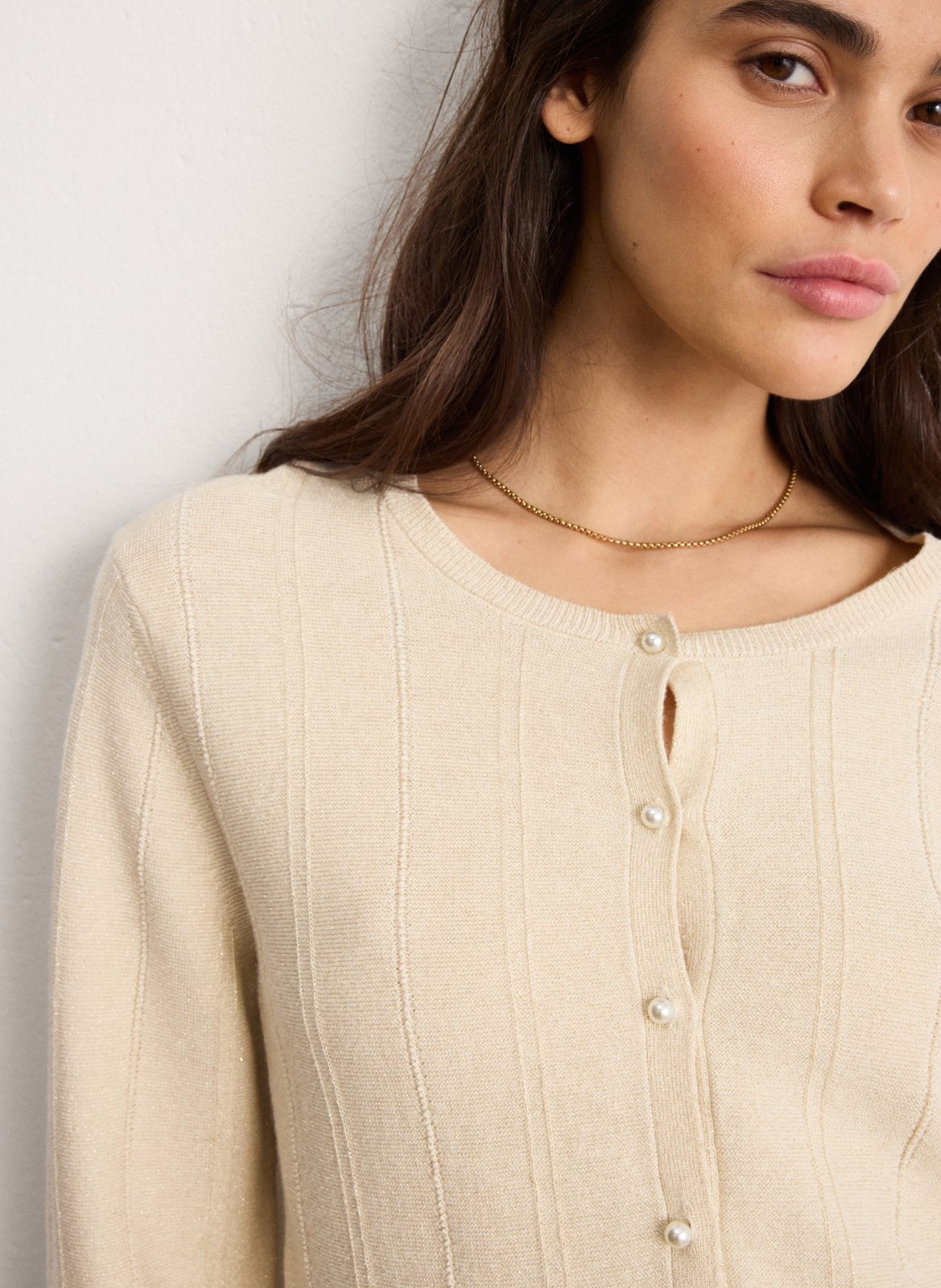 Strickjacke aus Baumwoll-Mix mit Rundhalsausschnitt PABLO Golden