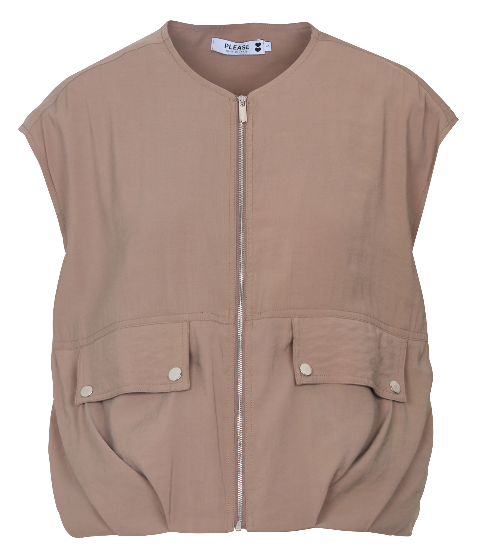 Gilet zippé oversize PLEASE Marron