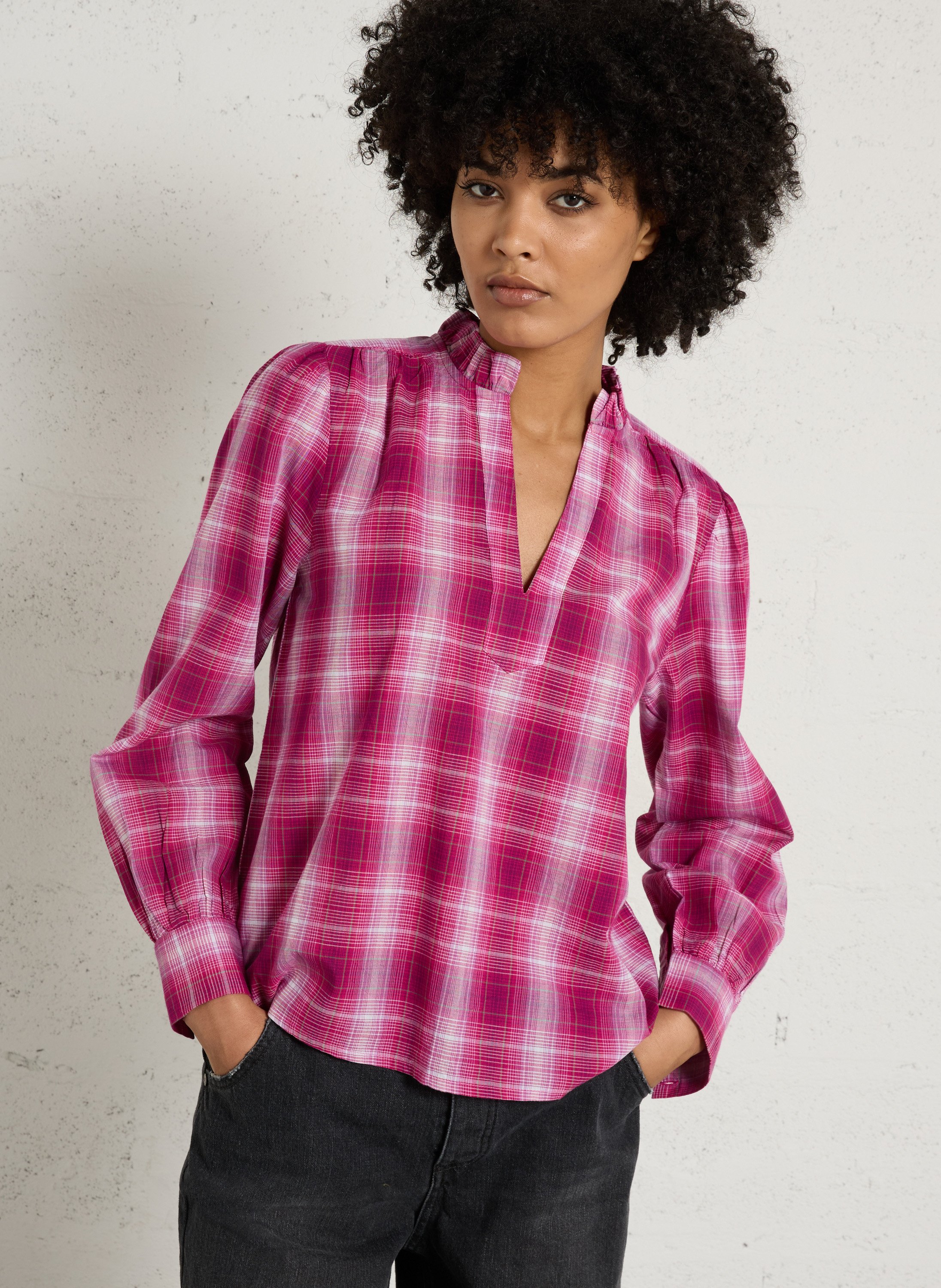 Blouse col tunisien en coton MAISON 123 Violet