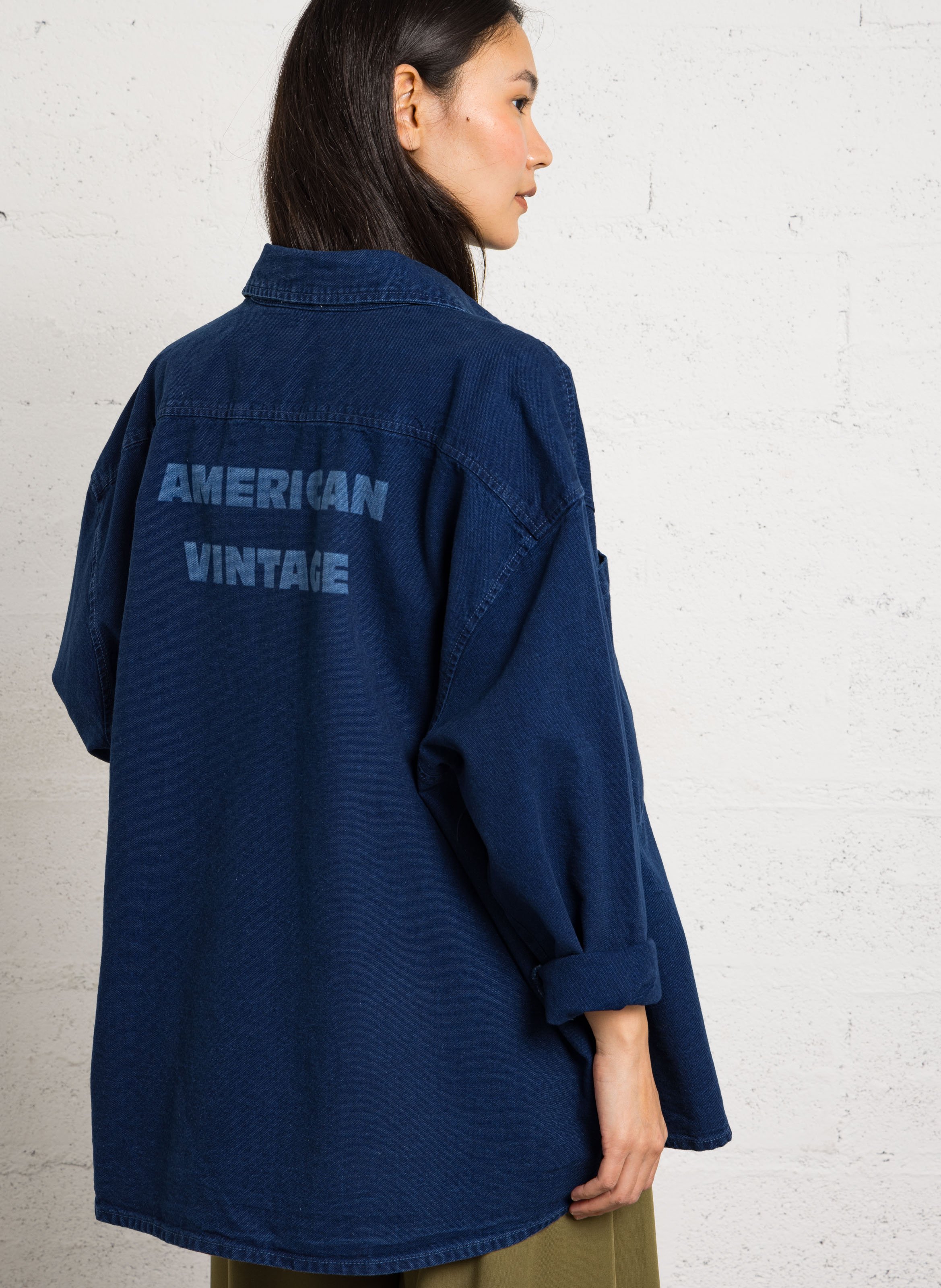 Chemise oversize boutonnée en denim AMERICAN VINTAGE Bleu