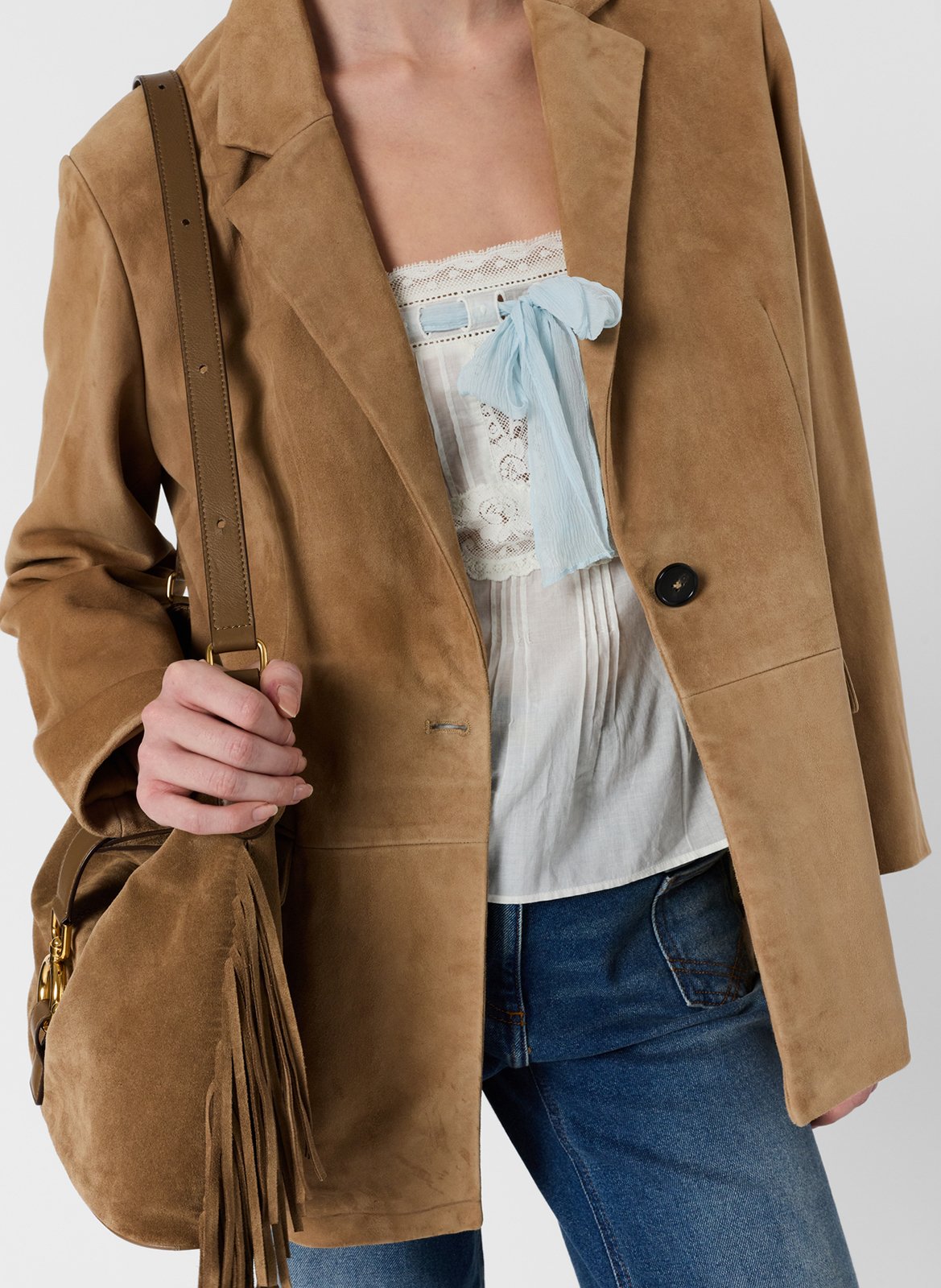 Leather jacket with tailored collar GERARD DAREL Beige
