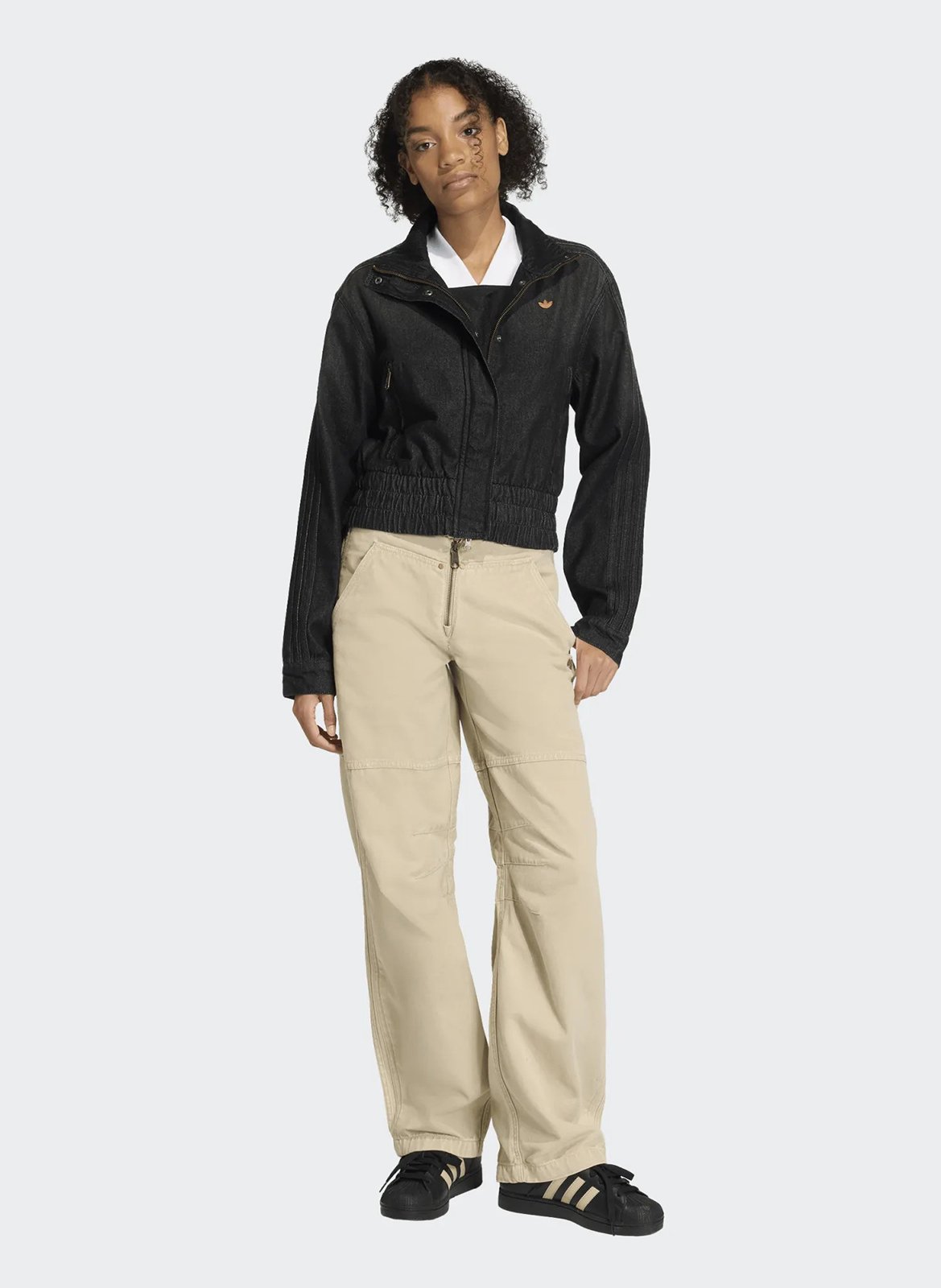 Gerade geschnittene Jeansjacke aus Baumwolle ADIDAS Schwarz