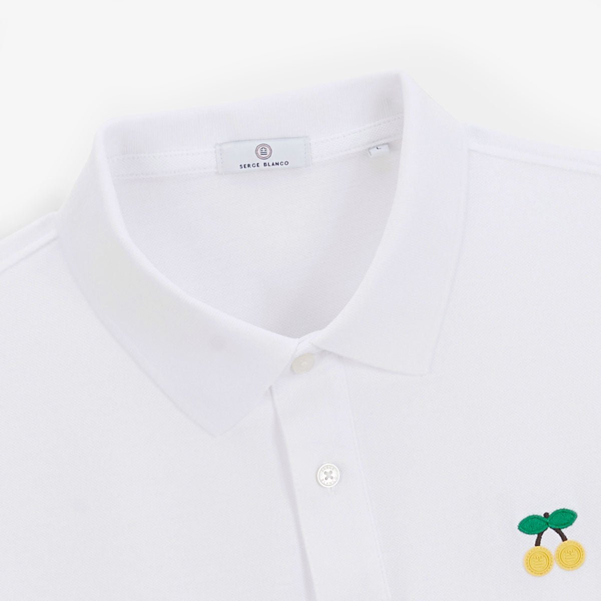 Short-sleeved polo shirt with cherry embroidery SERGE BLANCO White