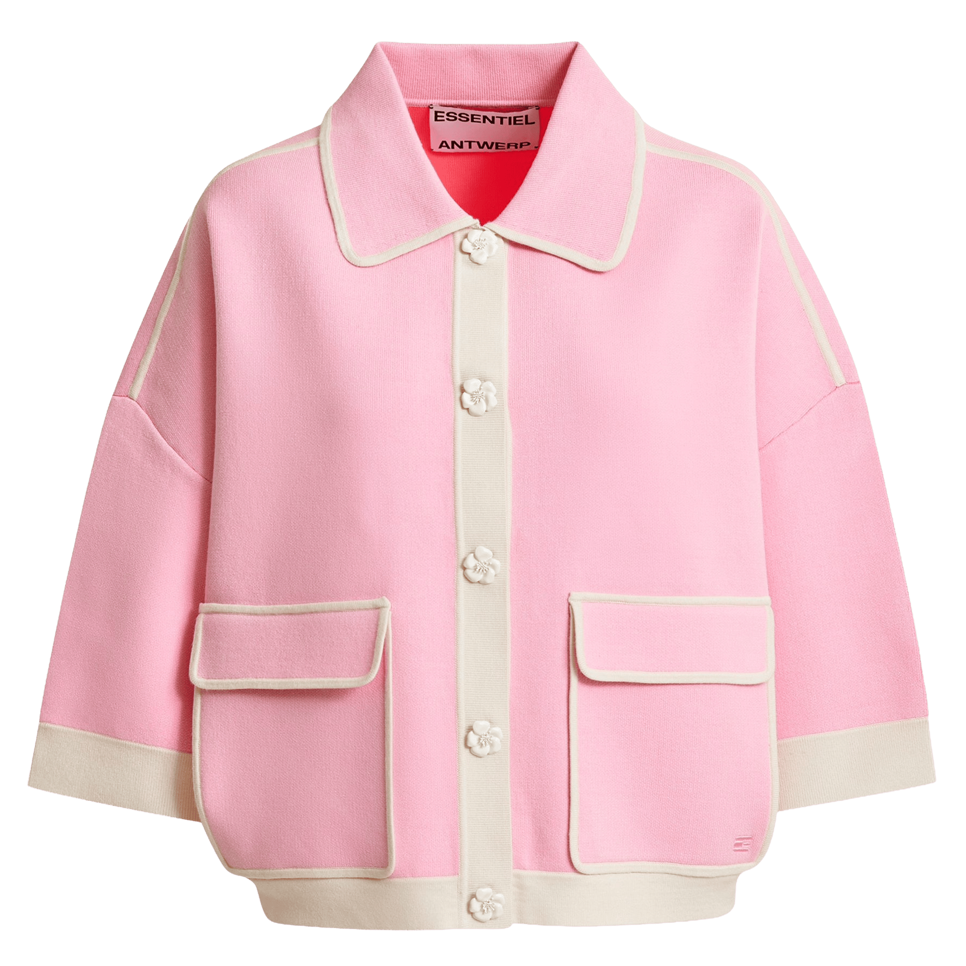 Cardigan with classic collar ESSENTIEL ANTWERP Pink