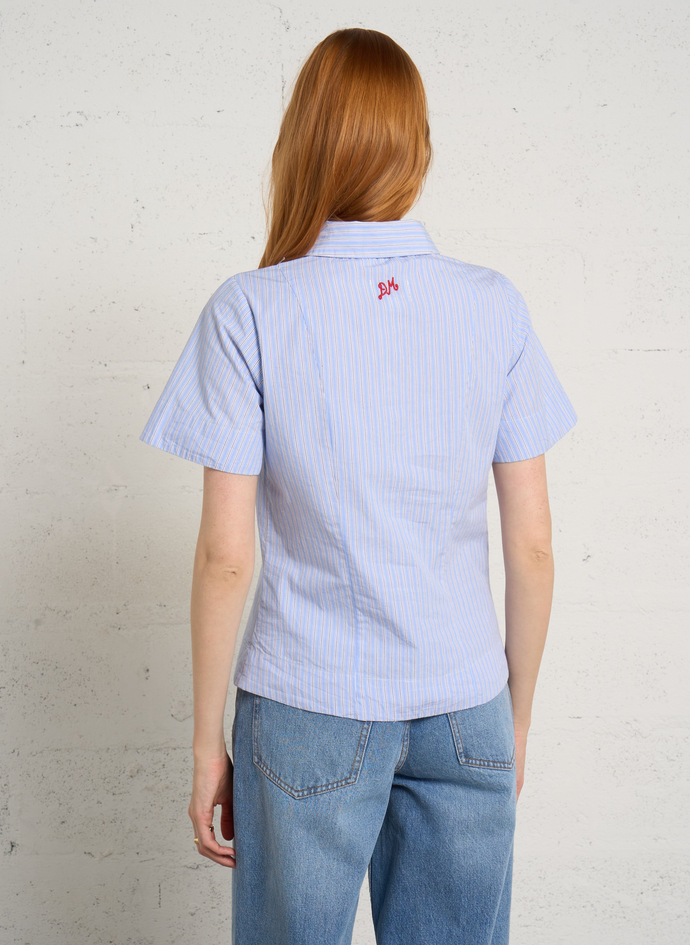 Wijdvallende biologisch katoenen blouse DAMSON MADDER Blauw