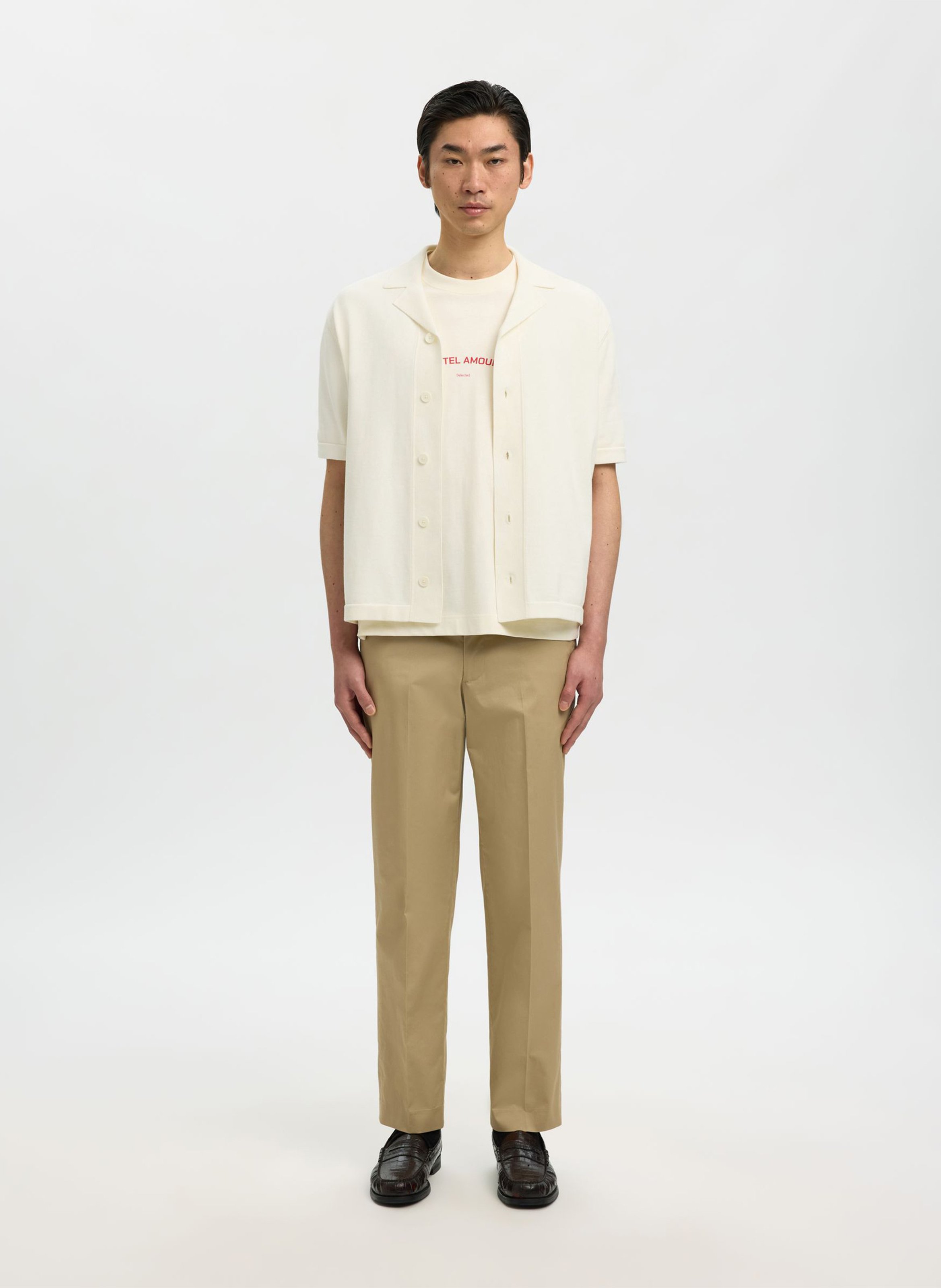 Chemise en coton bio SELECTED Beige