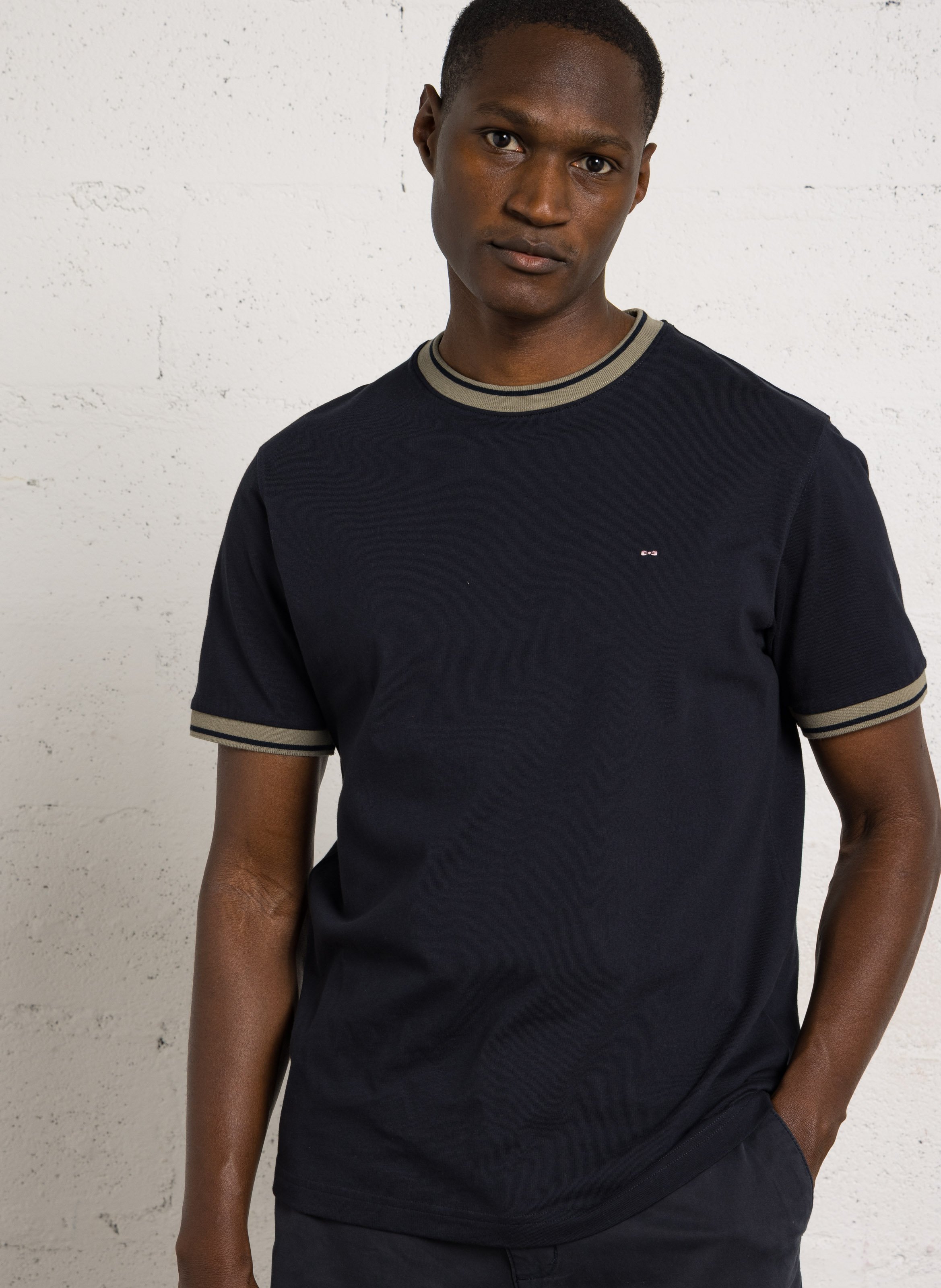 Tee-shirt col rond en coton mélangé EDEN PARK Beige