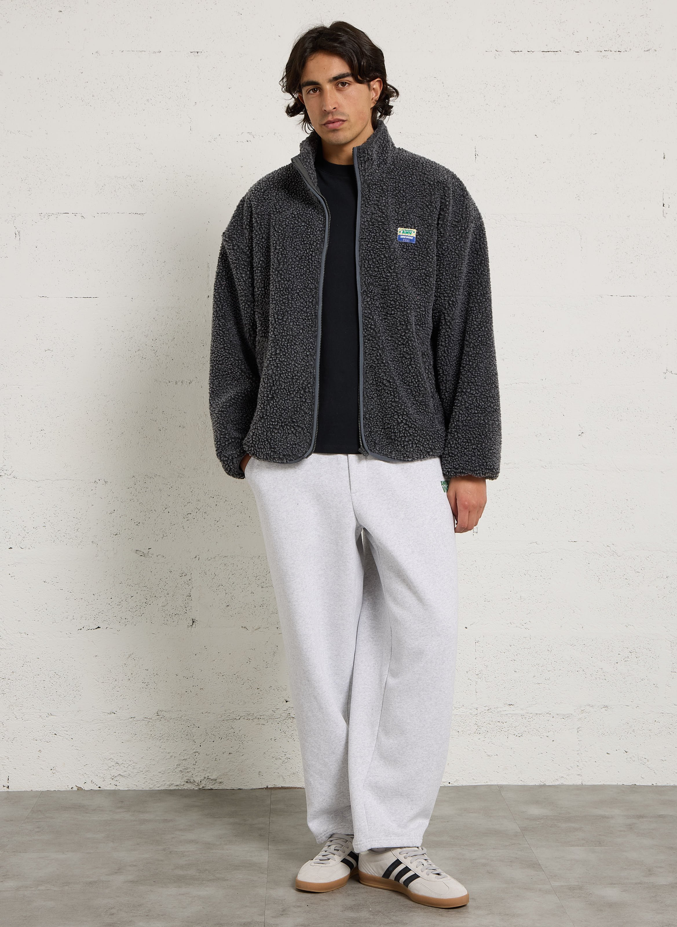 Jasje met opstaande kraag van sherpa AMERICAN VINTAGE Grijs