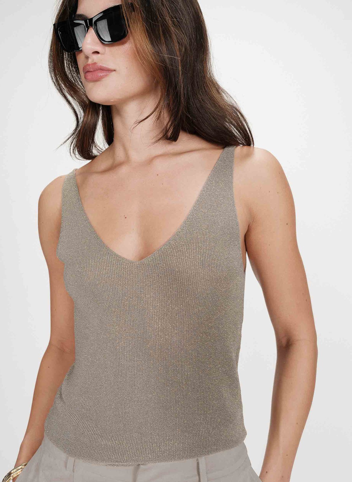 Débardeur col V  GRACE ET MILA Vert