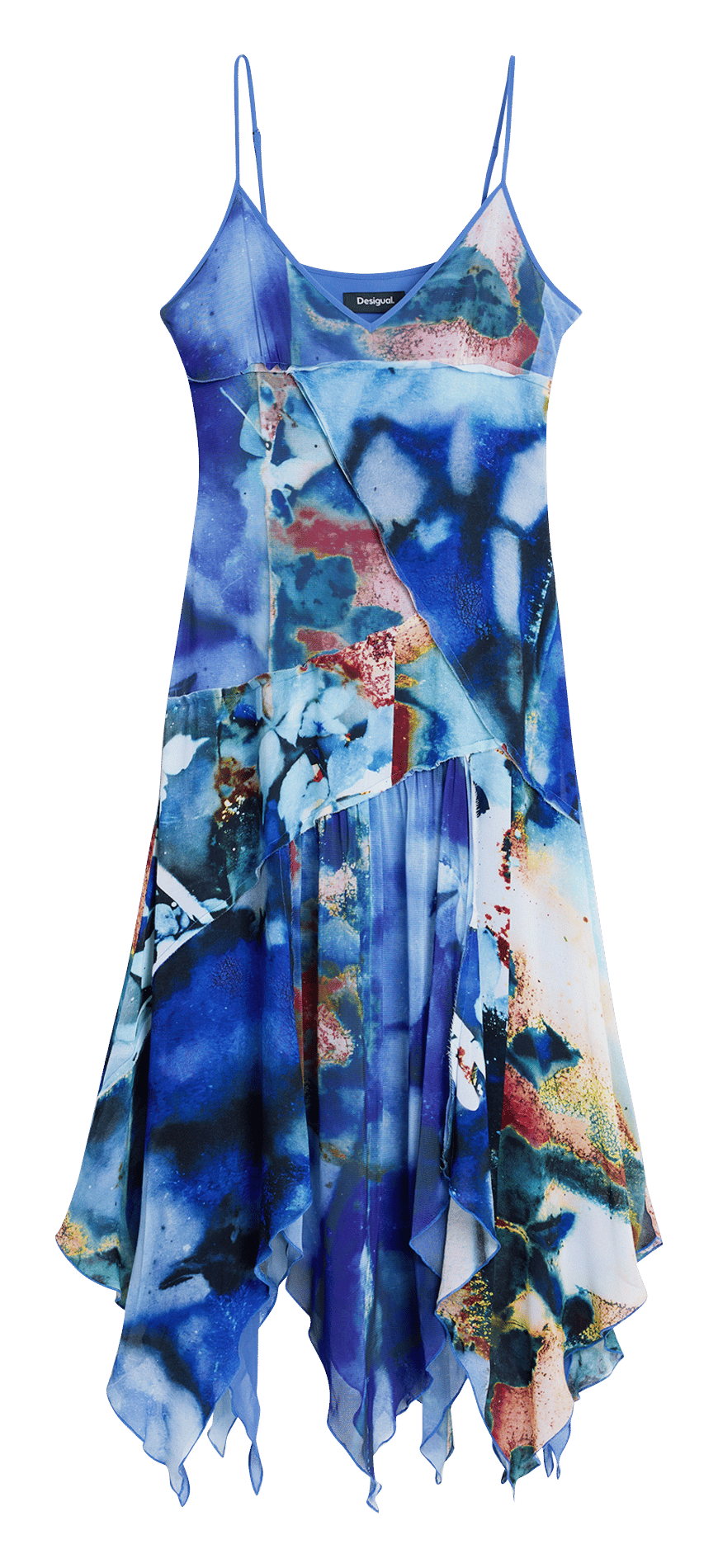 Robe midi asymétrique imprimée DESIGUAL Bleu