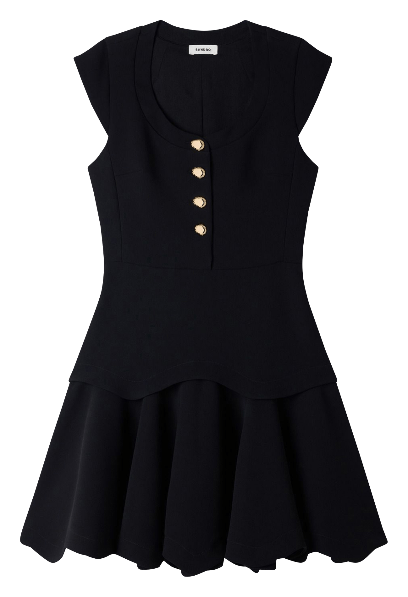 Buttoned round-neck dress SANDRO Black